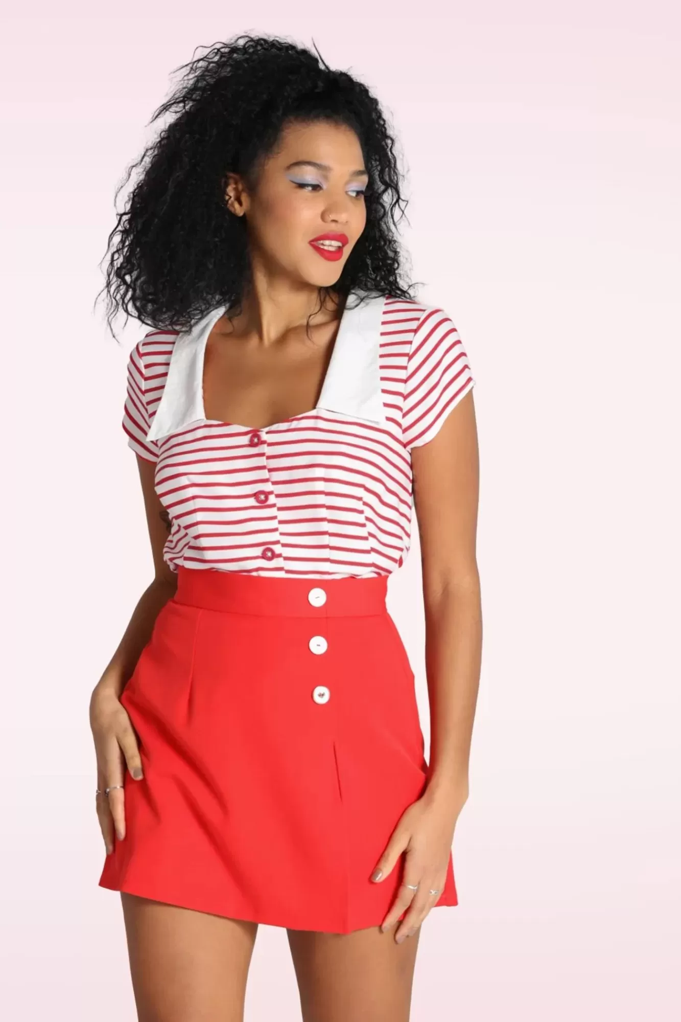 Fashion Bunny Ahoy Bluse In Weis Und Rot