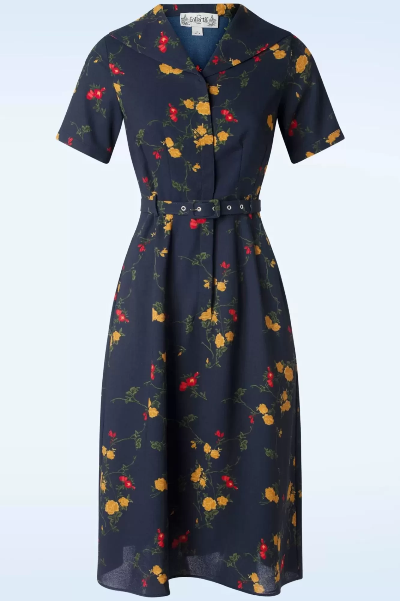 Discount Collectif Clothing Alberta Bloom Floral Kleid In Marineblau