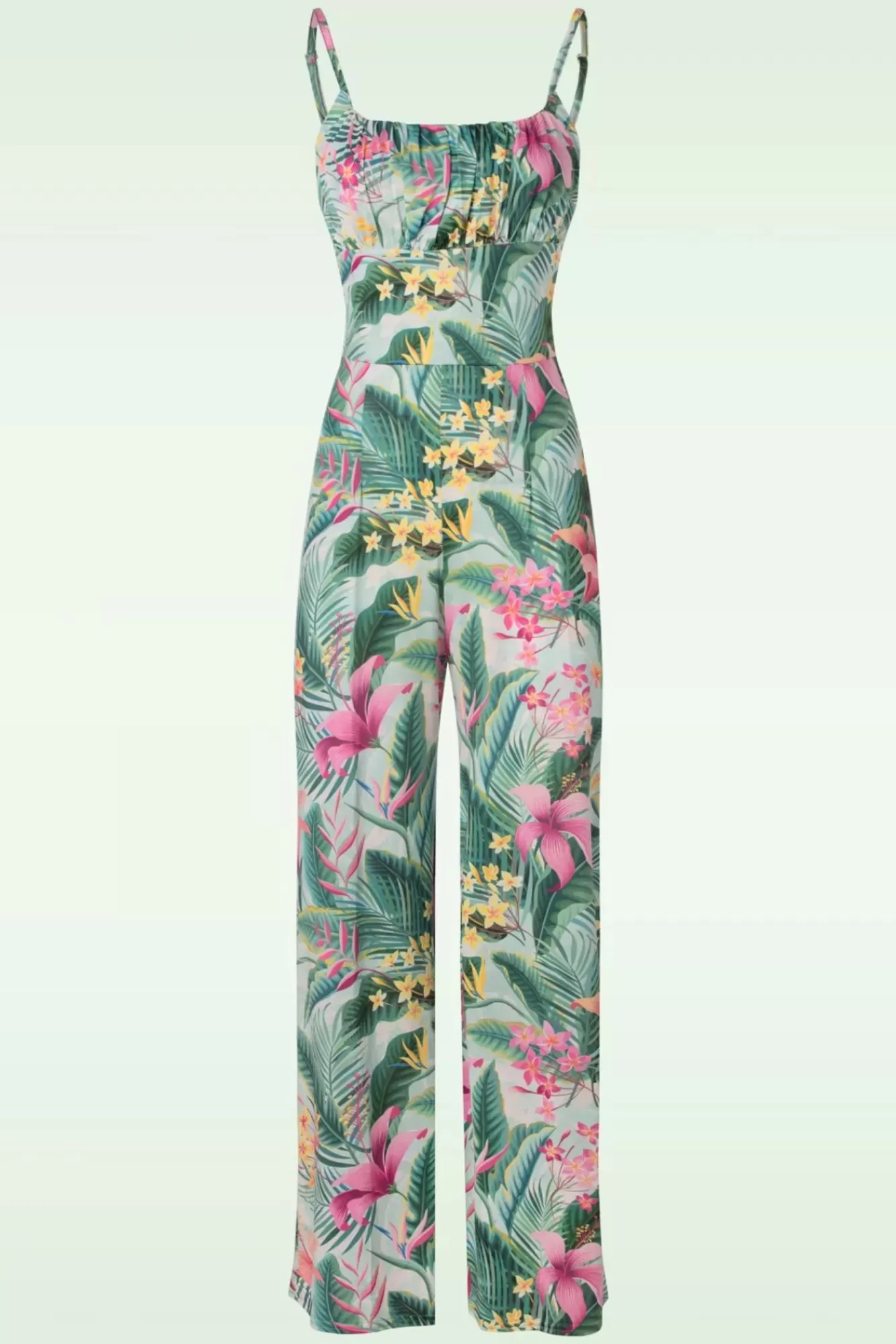 Fashion Vintage Chic for Topvintage Alyssa Tropical Jumpsuit In Mintgrun