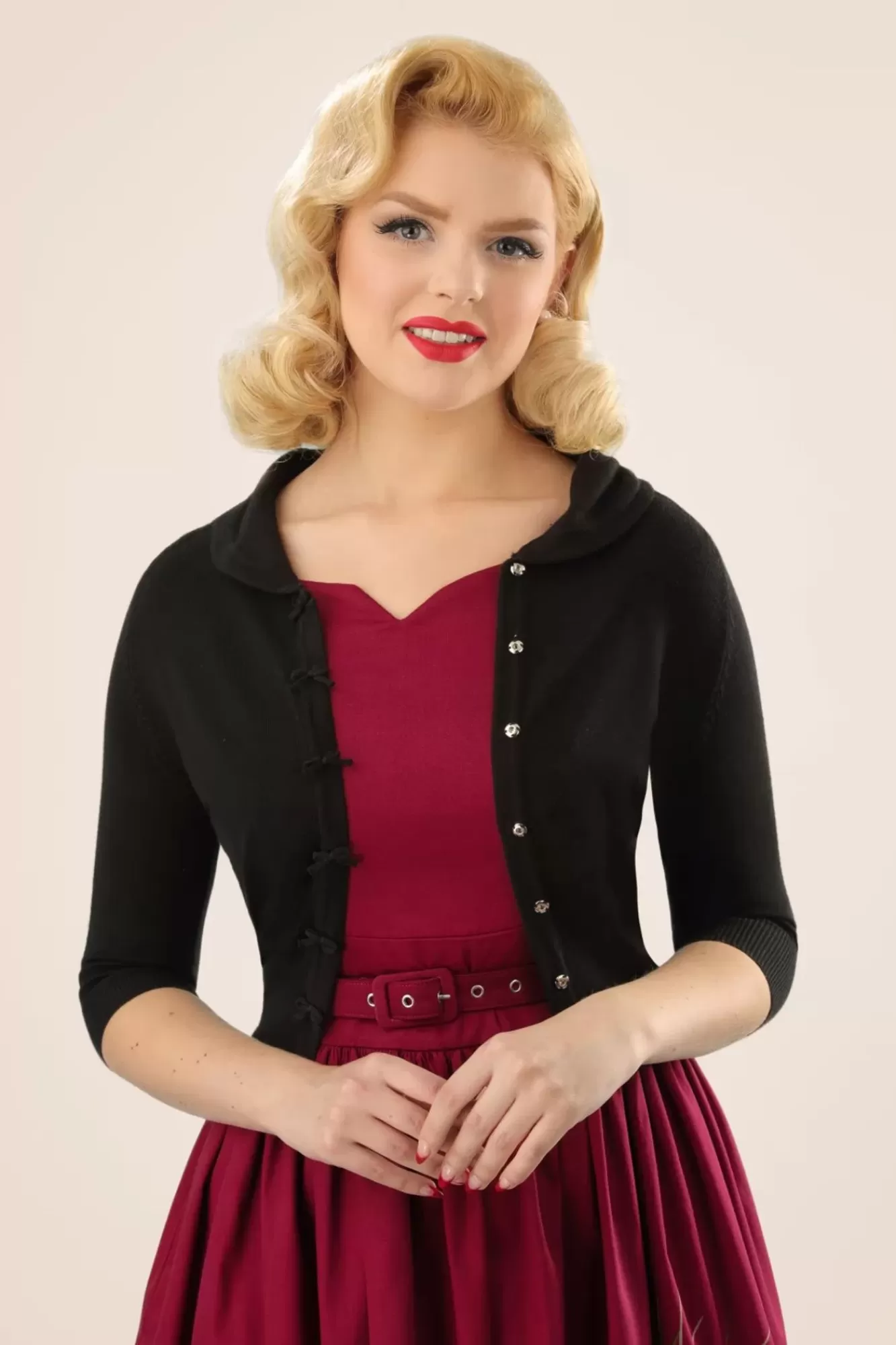 Shop Banned Retro April Bow Cardigan In Schwarz