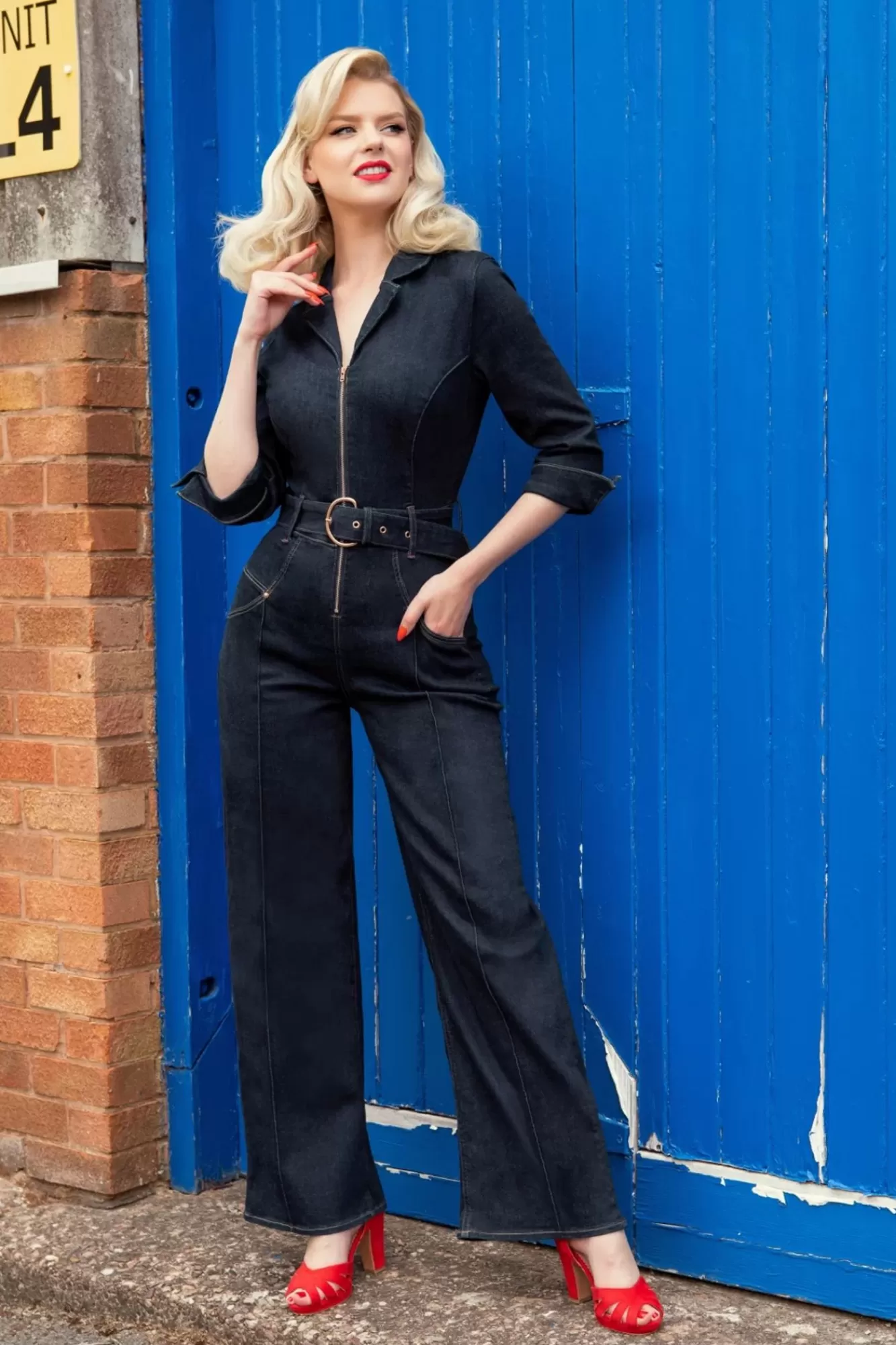 New Rock-a-Booty Audrey Jumpsuit Aus Dunklem Denim