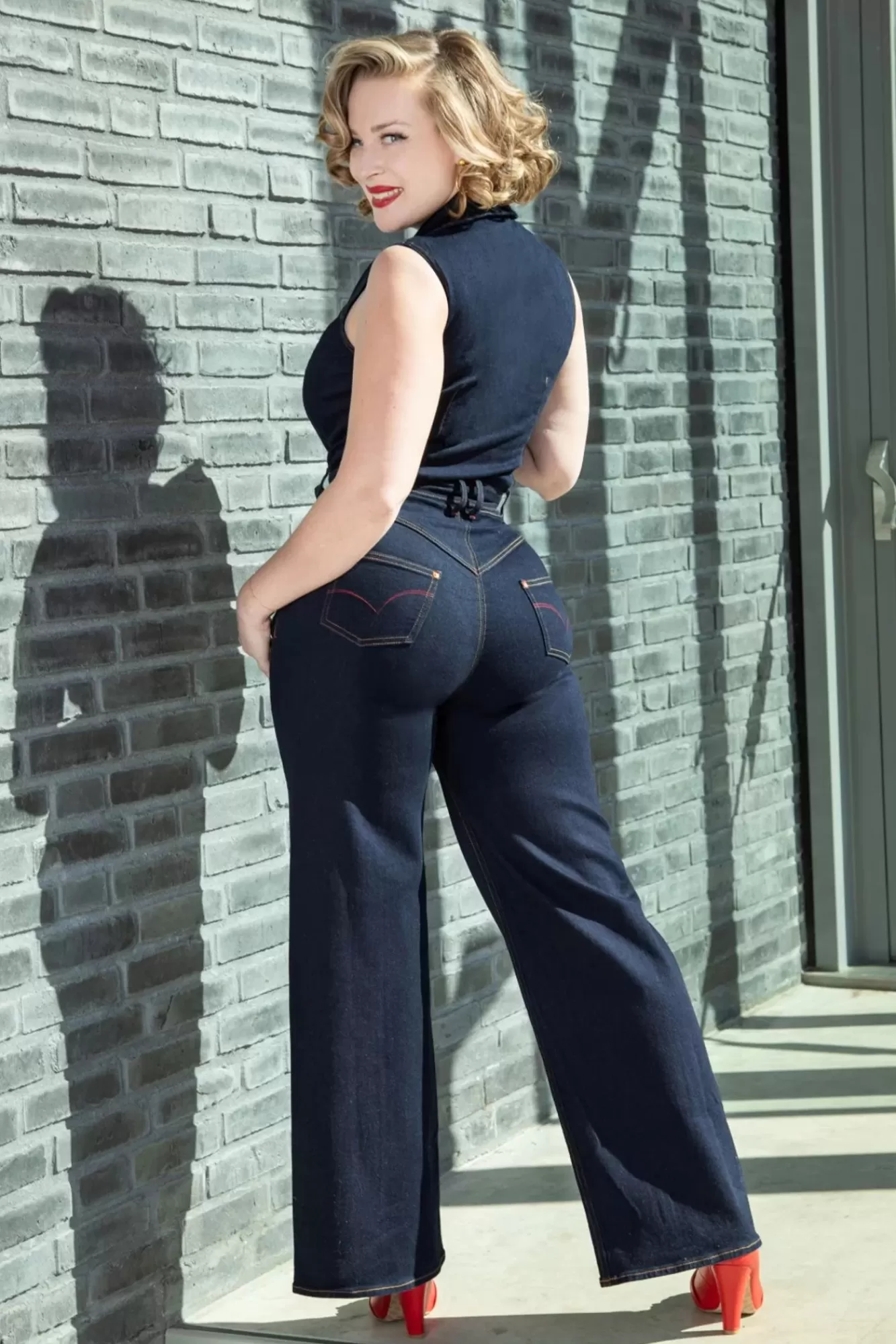 Shop Rock-a-Booty Audrey Jumpsuit Aus Dunklem Denim