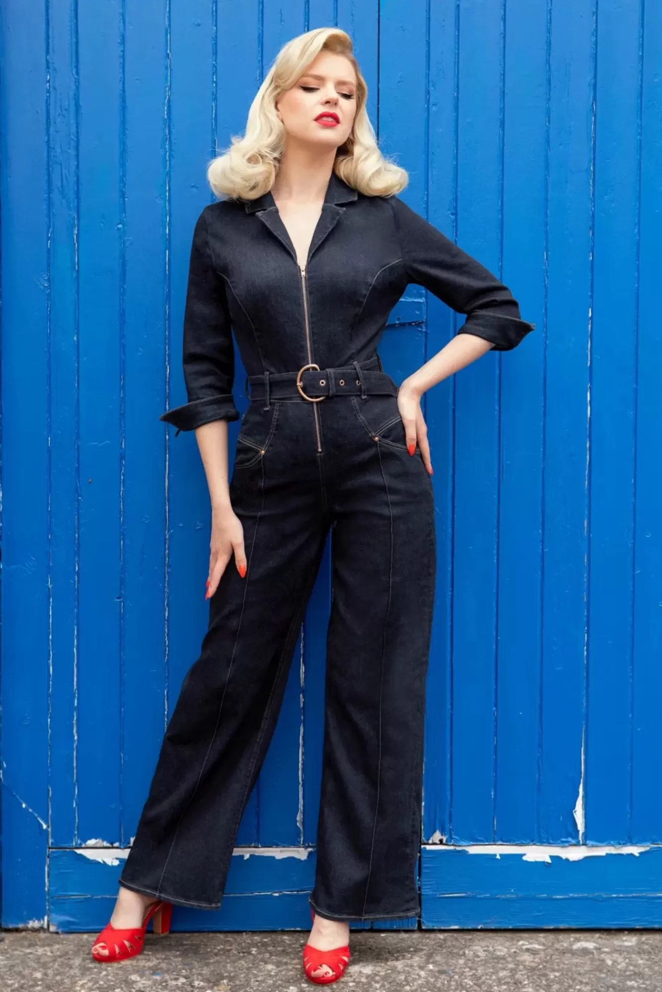 New Rock-a-Booty Audrey Jumpsuit Aus Dunklem Denim