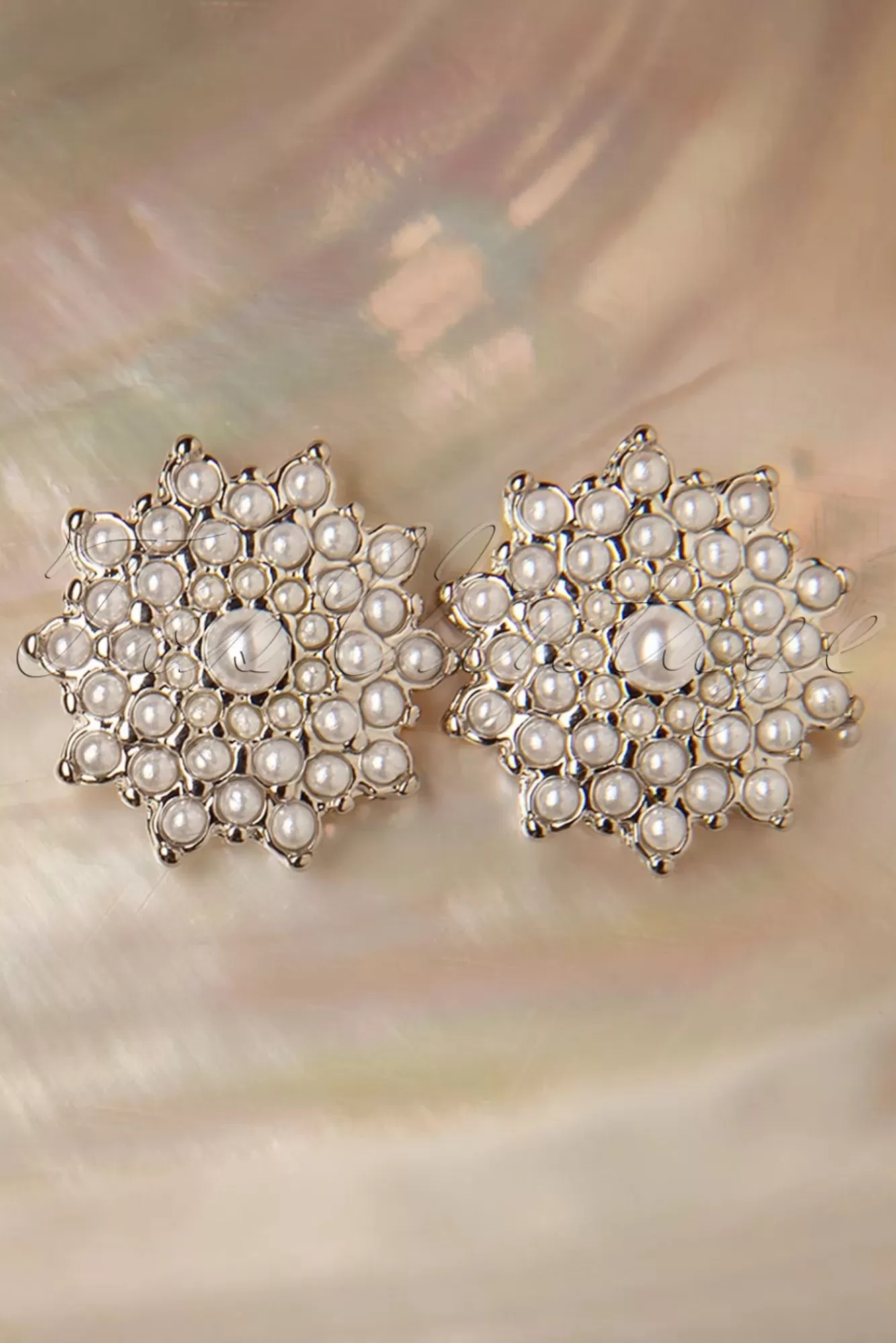 Online Topvintage Boutique Collection Blumen-Perlen-Ohrstecker In Silber