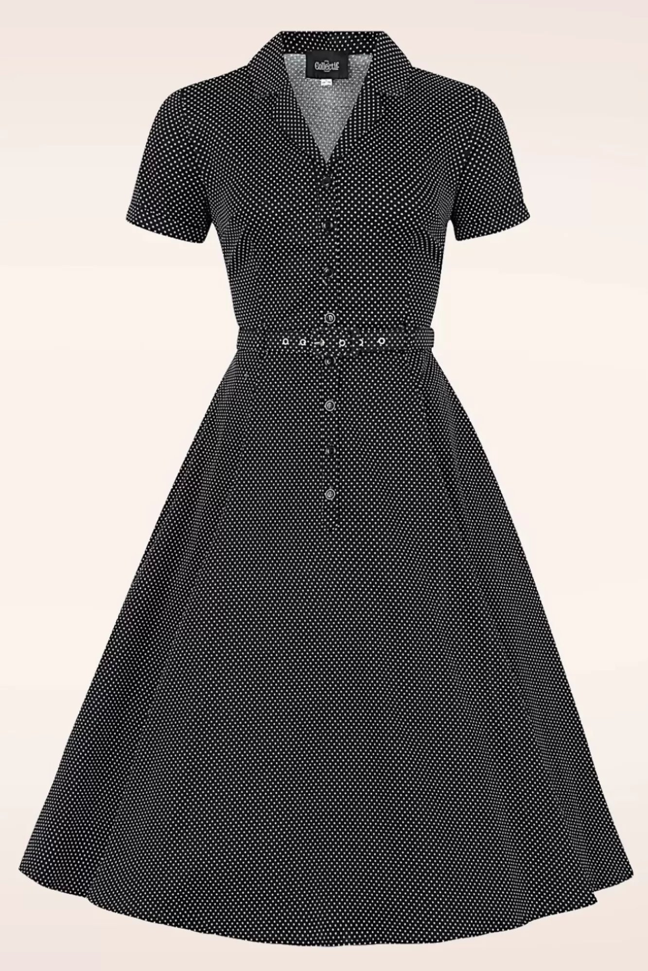 Discount Collectif Clothing Caterina Mini Polka Dot Swing-Kleid In Schwarz