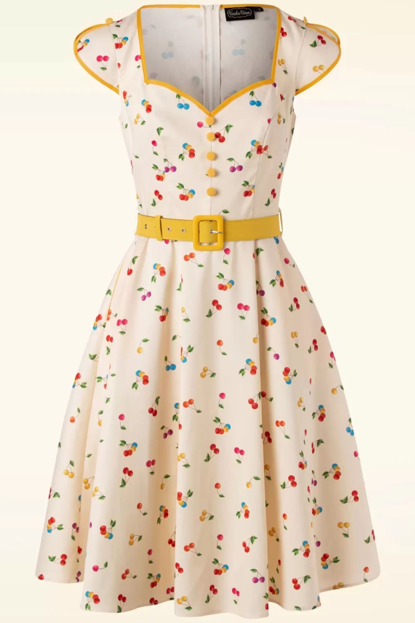 Shop Vixen Chacha Cherry Swing-Kleid In Creme