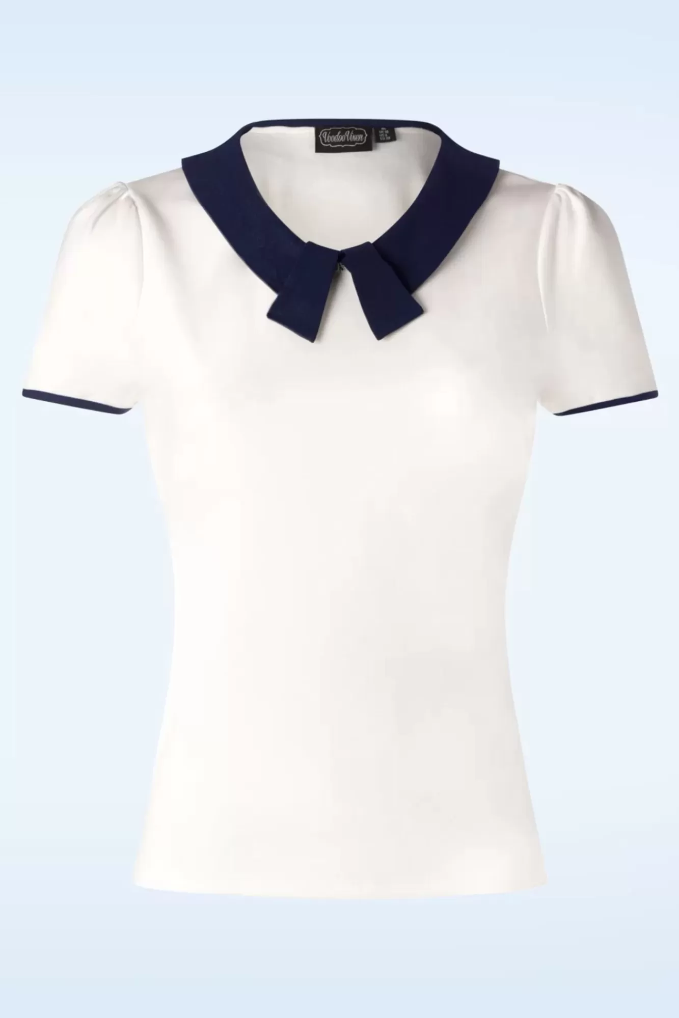 Store Vixen Collar Detail Top In Elfenbein Und Marineblau