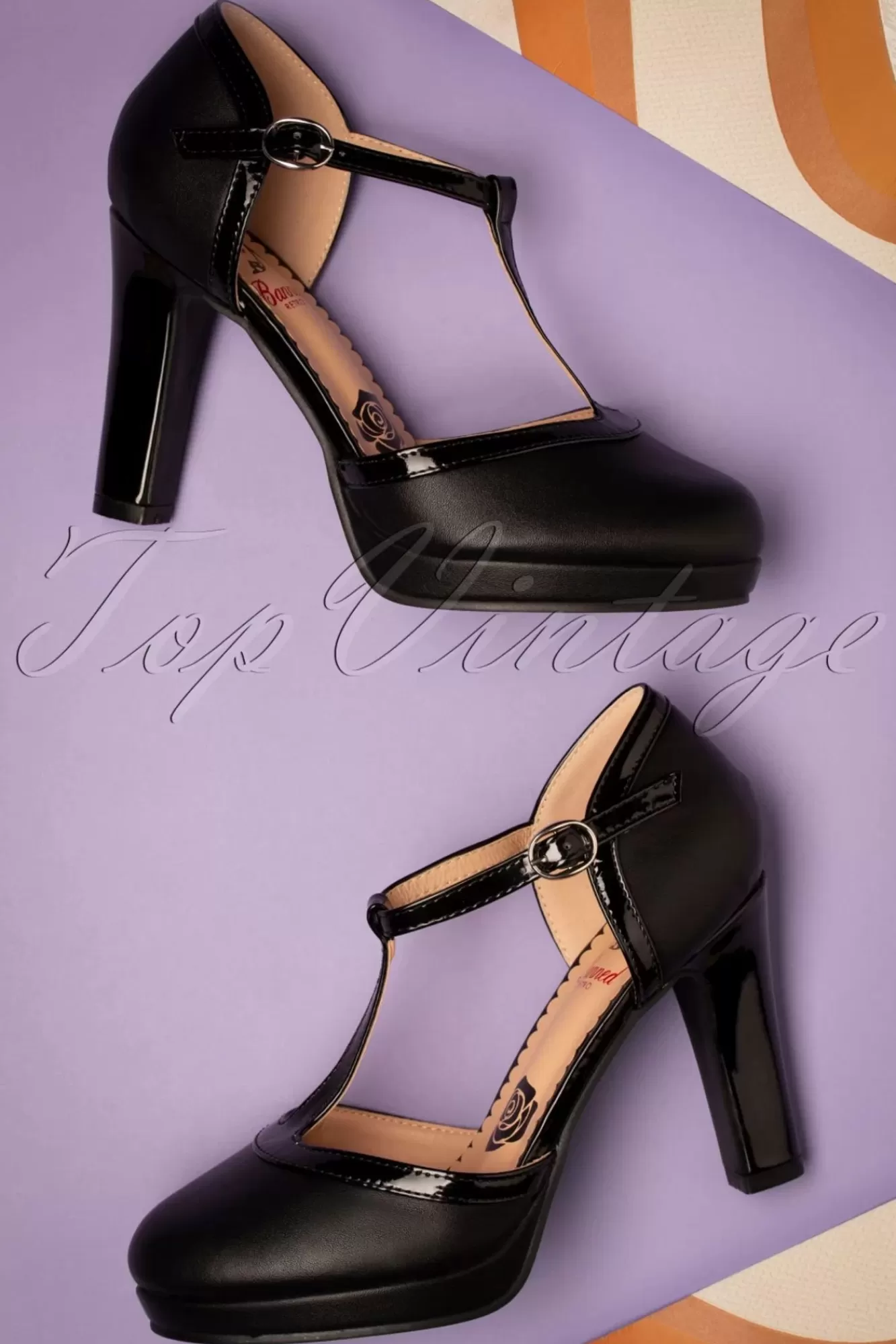 Store Banned Retro Country Rose Heels In Schwarz