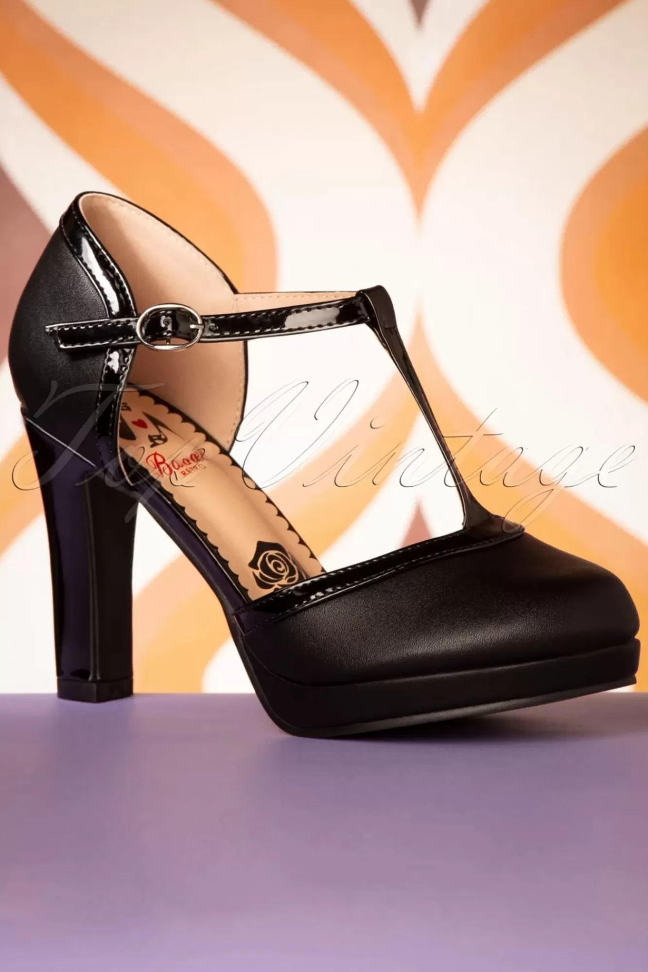 Store Banned Retro Country Rose Heels In Schwarz