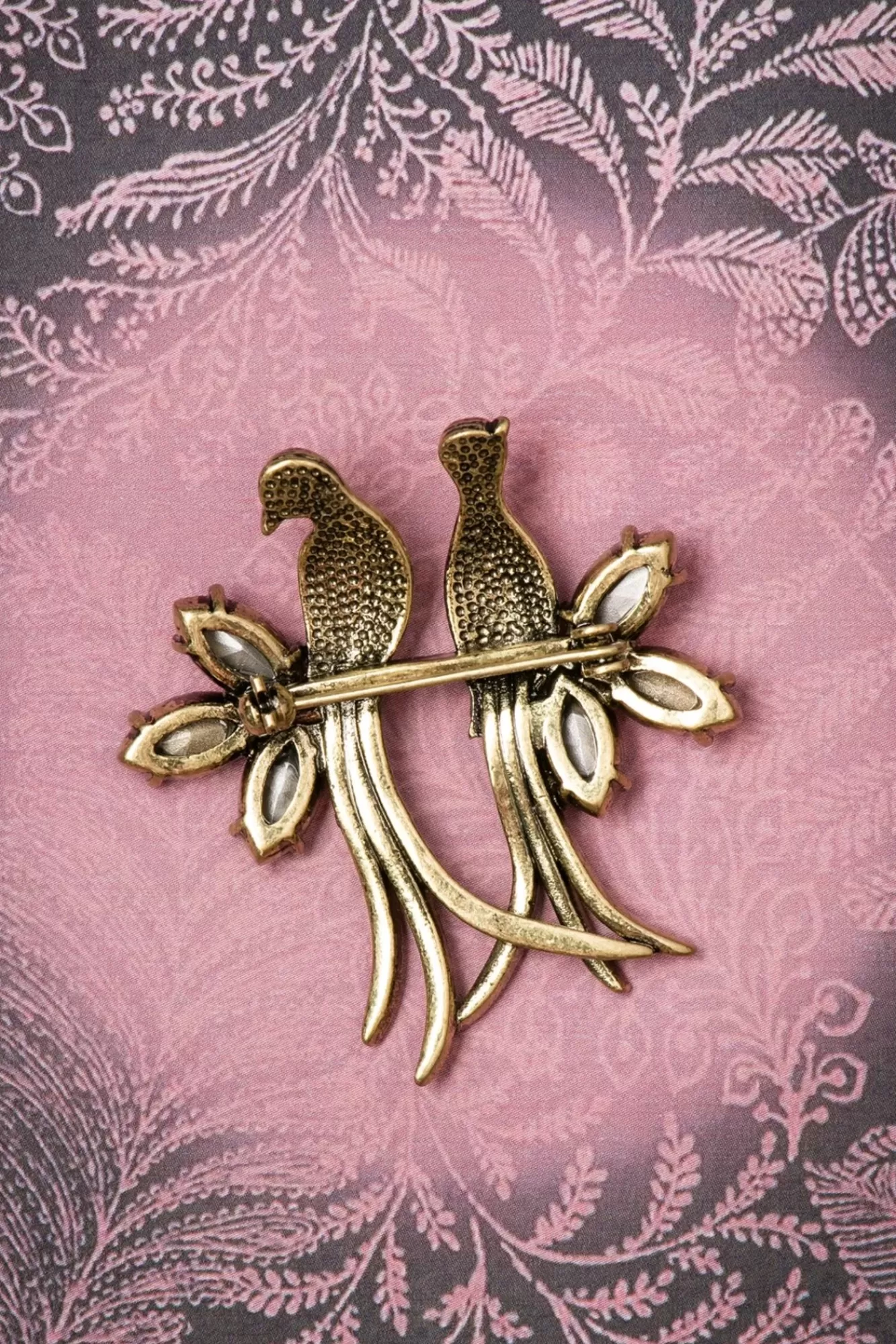 Sale Lovely Crystal Love Birds Brosche In Gold