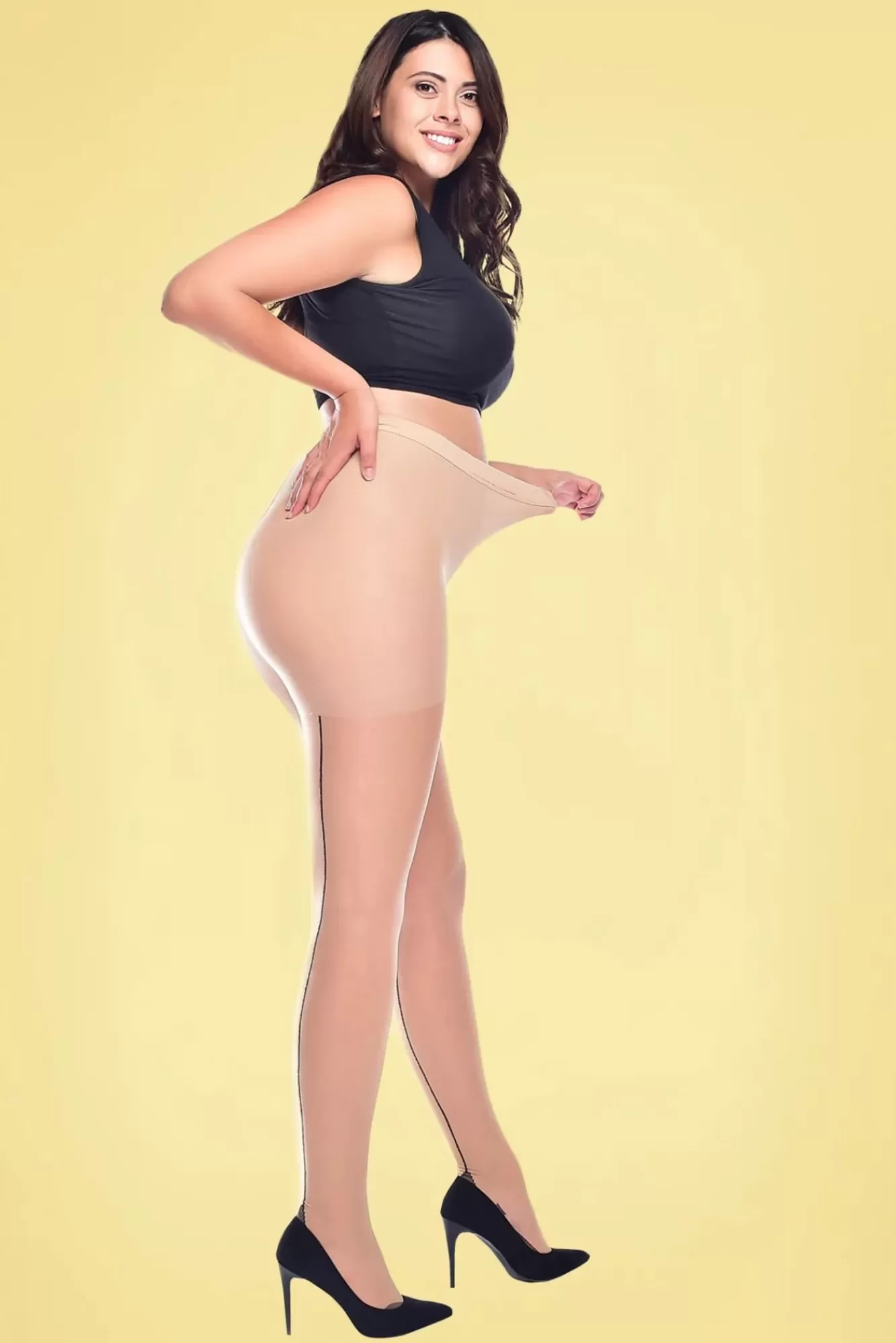 Sale Pamela Mann Curvy Super Stretch Jive Strumpfhose In Elfenbein, Neutral Und Schwarz