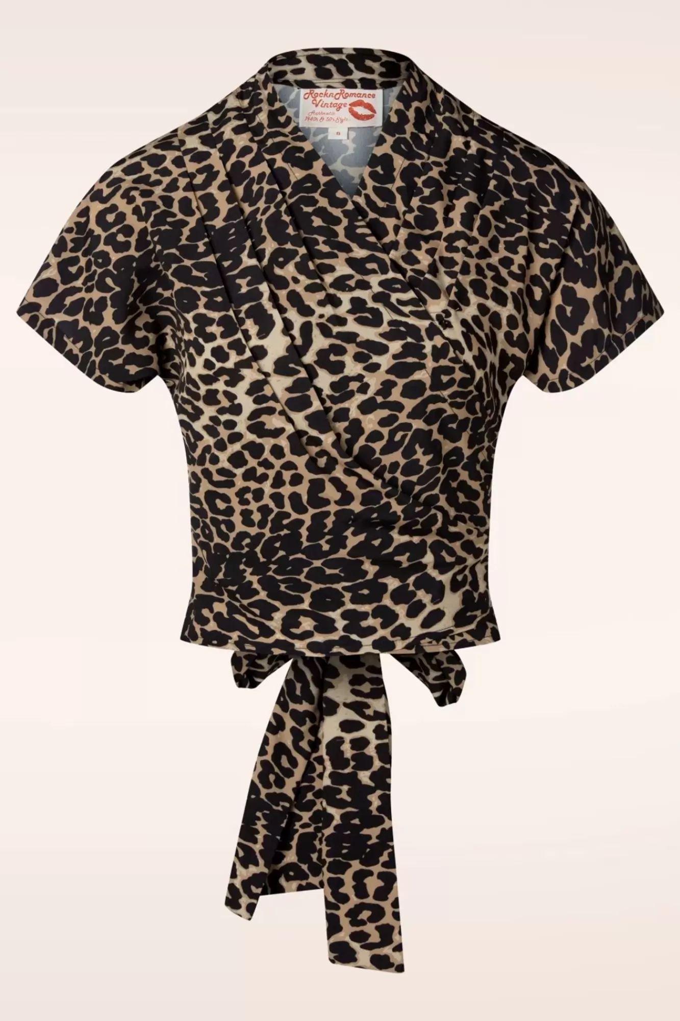 Cheap Rock N Romance Darla Wickelbluse Mit Kurzen Armeln In Leopard