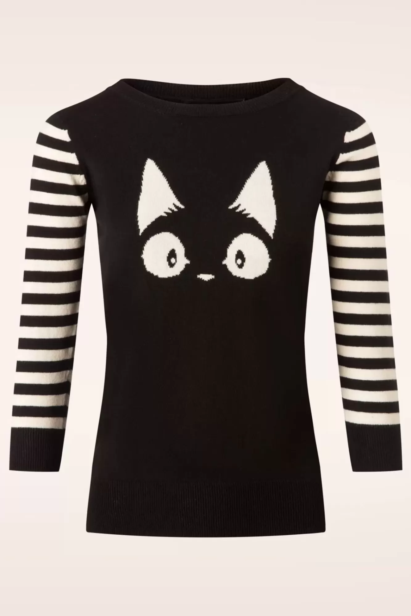 Clearance Mak Sweater Debbie Cat Gestreifter Pullover In Schwarz