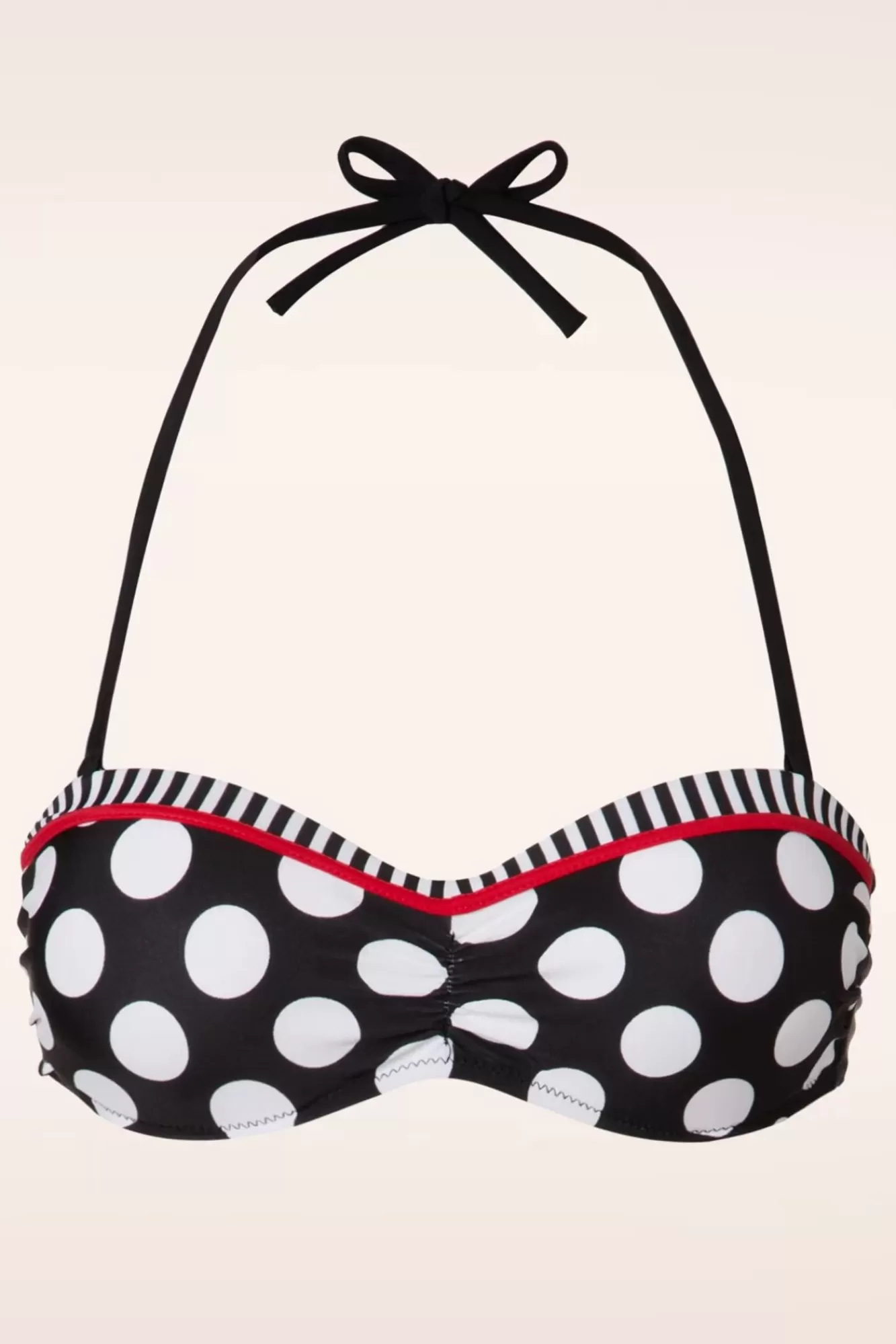 Clearance Belsira Debra Polkadot Stripes Neckholder-Bikinioberteil In Schwarz Und Weis