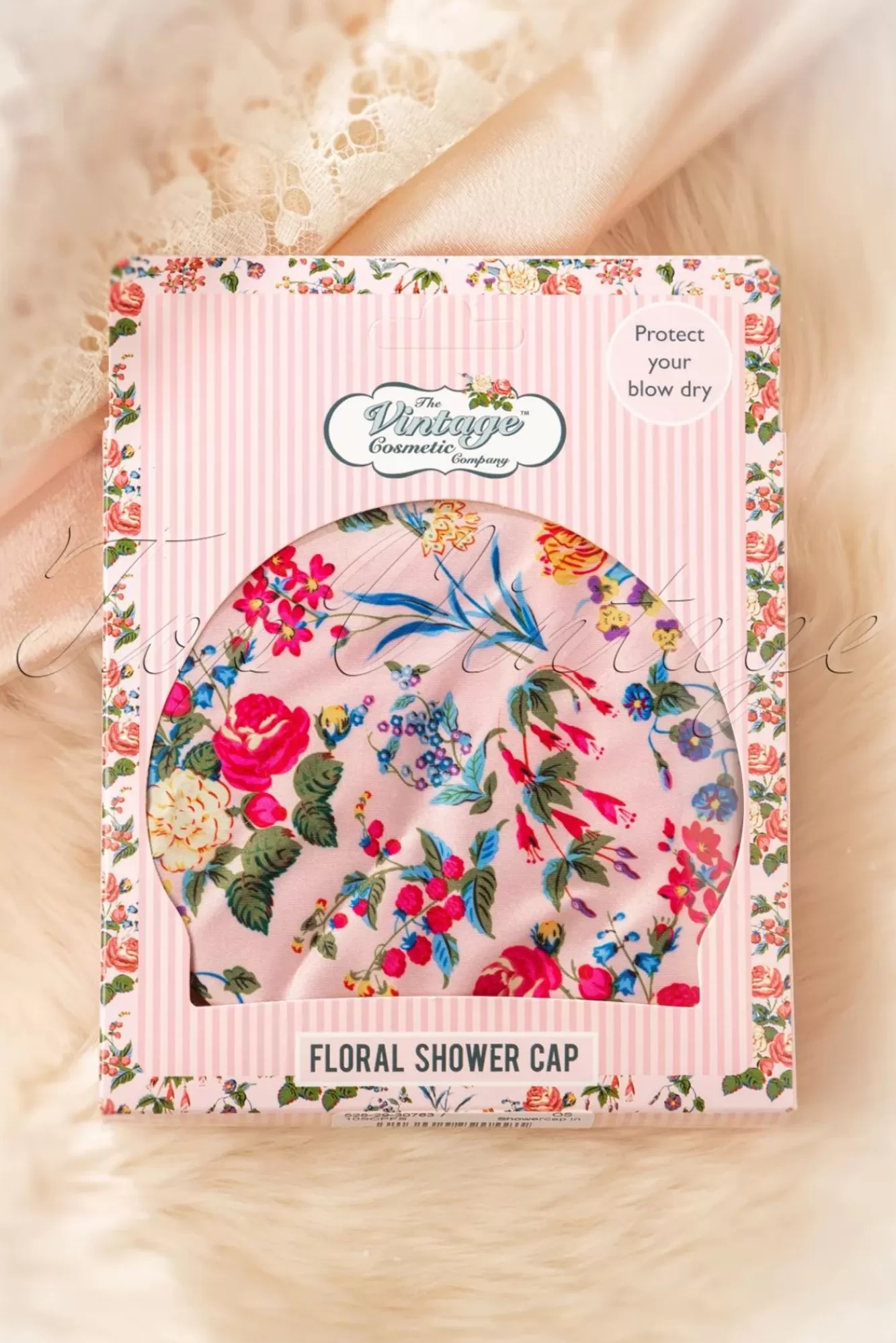 Clearance The Vintage Cosmetic Company Duschhaube In Rosa Blumen