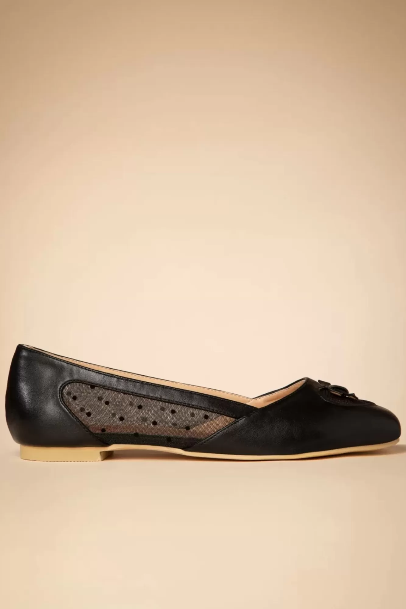 Sale Banned Retro Elegante Spots-Flats In Schwarz