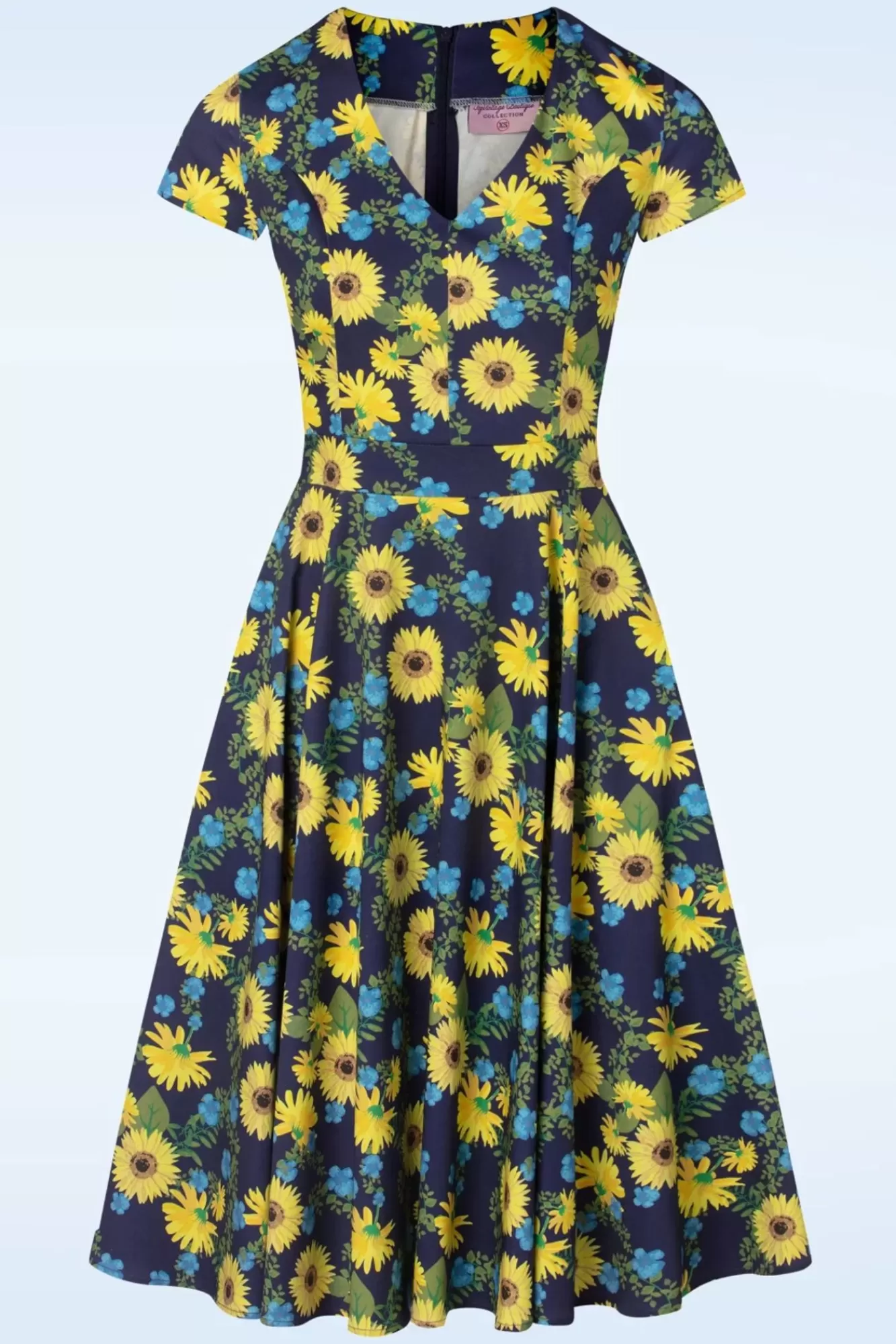 Cheap Topvintage Boutique Collection Exklusiv Bei Topvintage ~ Olivia Swing Kleid Mit Kurzen Armeln In Dunkelblau