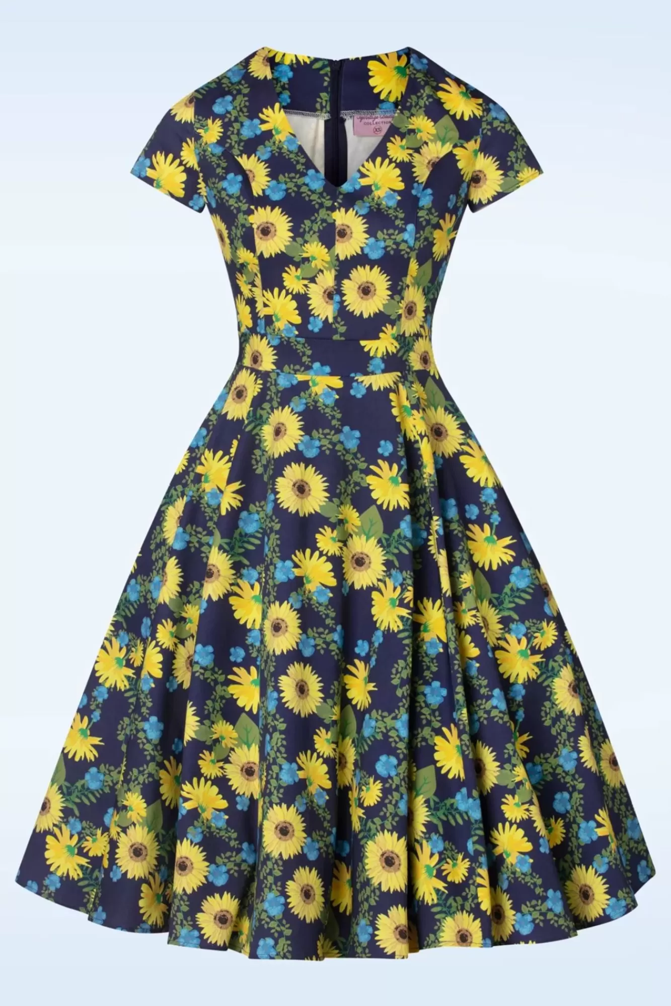 Cheap Topvintage Boutique Collection Exklusiv Bei Topvintage ~ Olivia Swing Kleid Mit Kurzen Armeln In Dunkelblau
