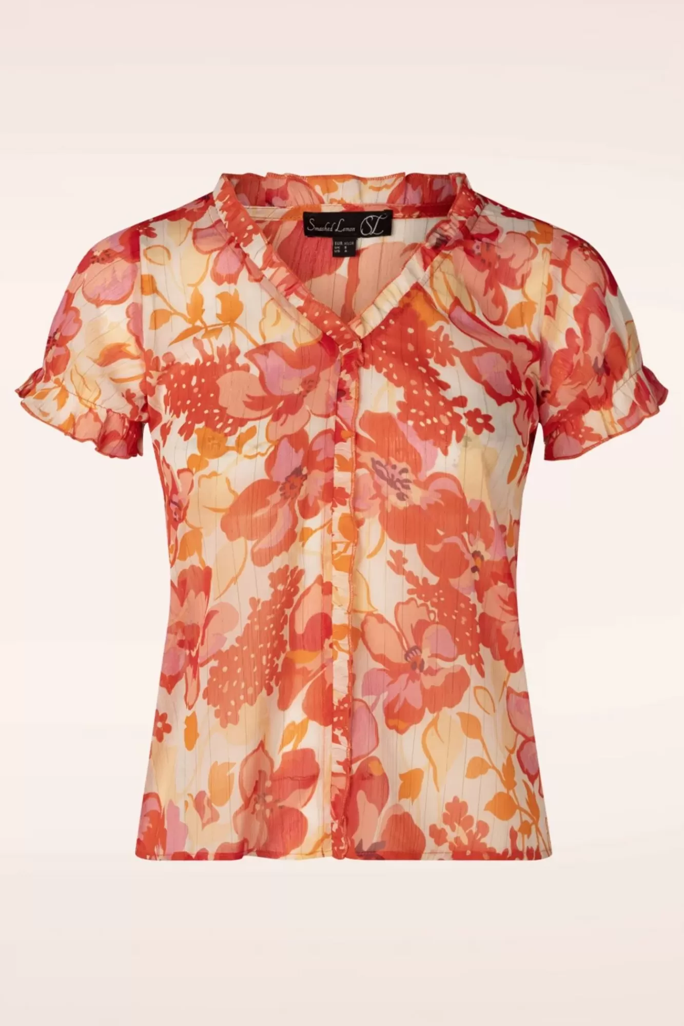 Cheap Smashed Lemon Femmy Floral Bluse In Orange