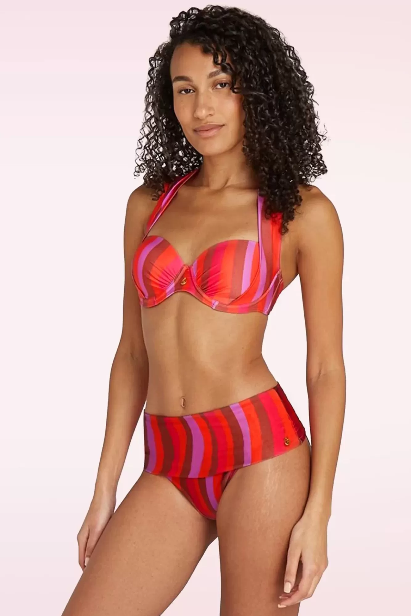 New TC Beach Flipover Shiny Waves Bikinihose In Multi