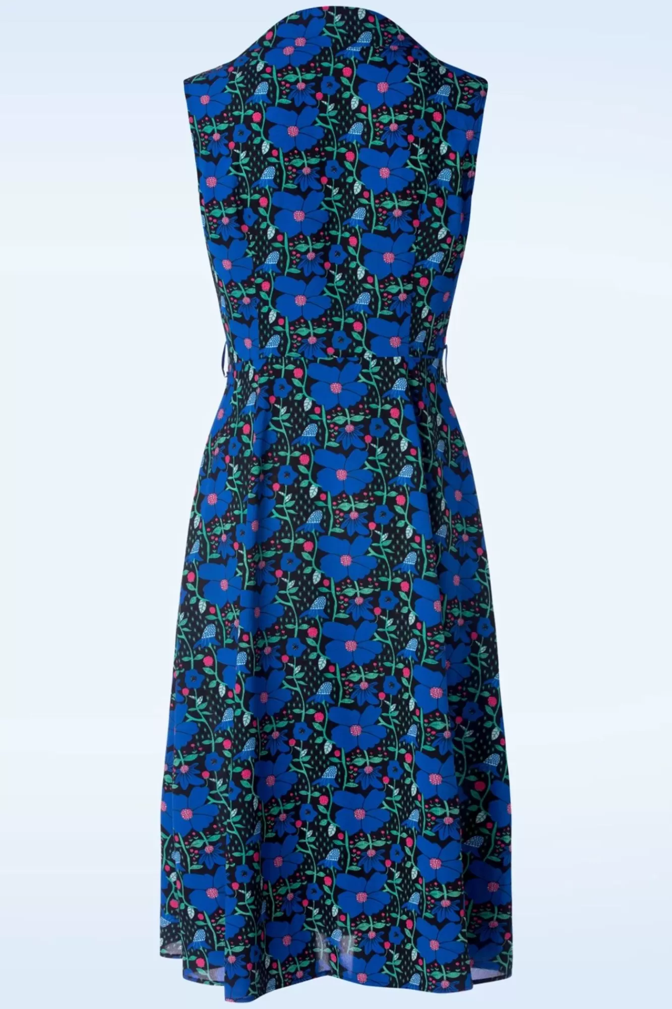 Hot Banned Retro Flower Power Kleid In Blau