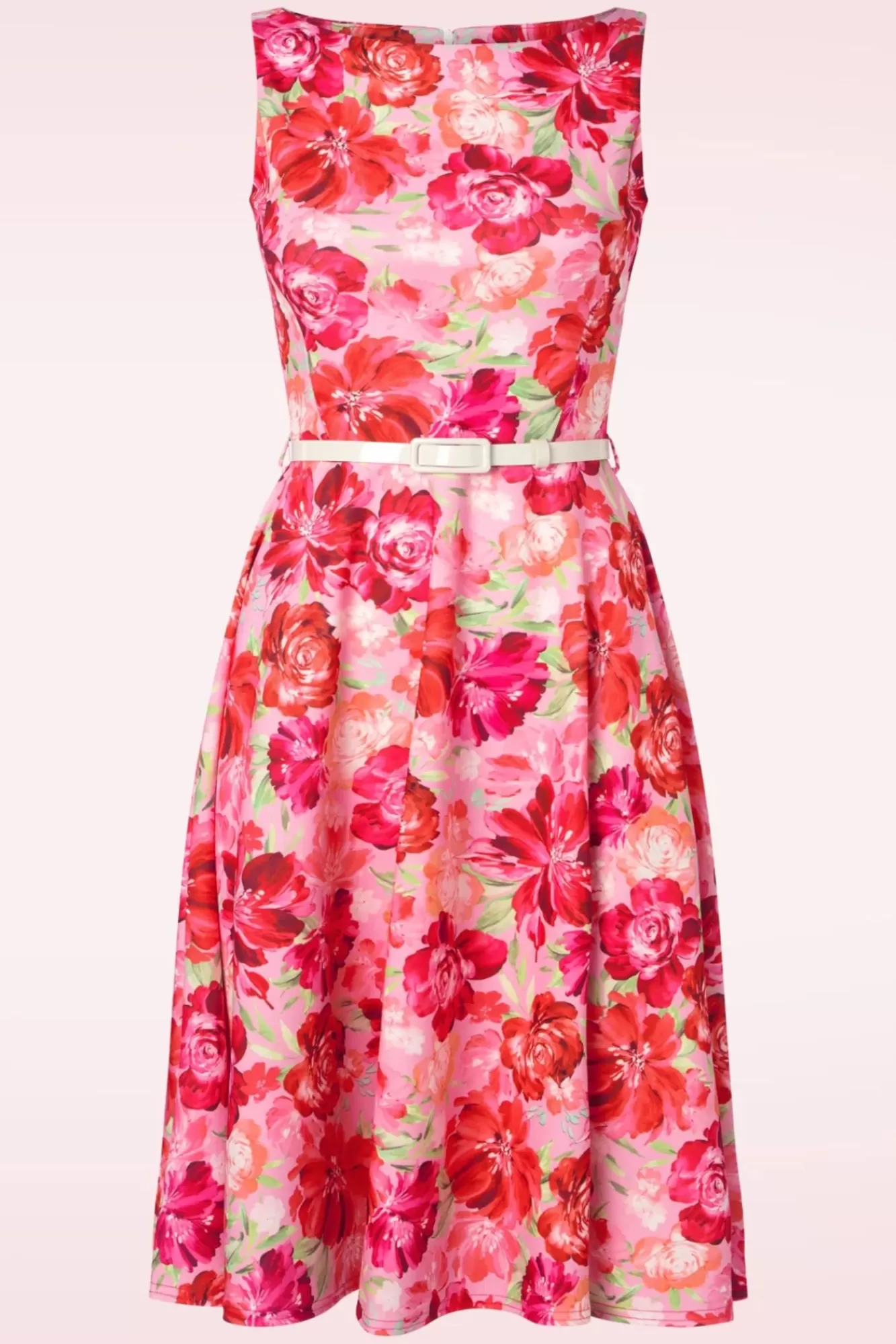 Online Vintage Chic for Topvintage Francine Floral Swing Kleid In Rosa