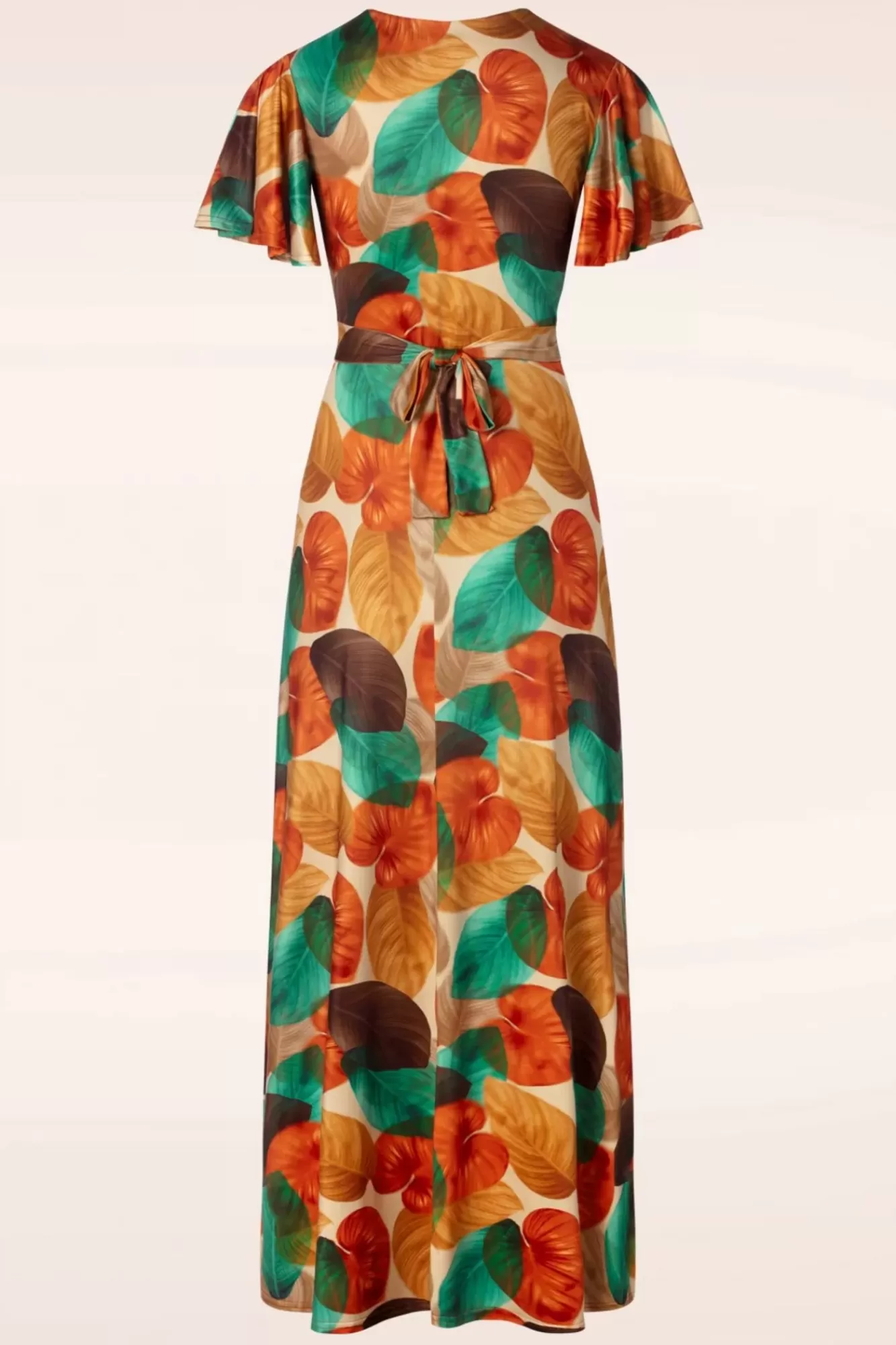 Shop Vintage Chic for Topvintage Freya Maxi Kleid In Orange Leaf Print