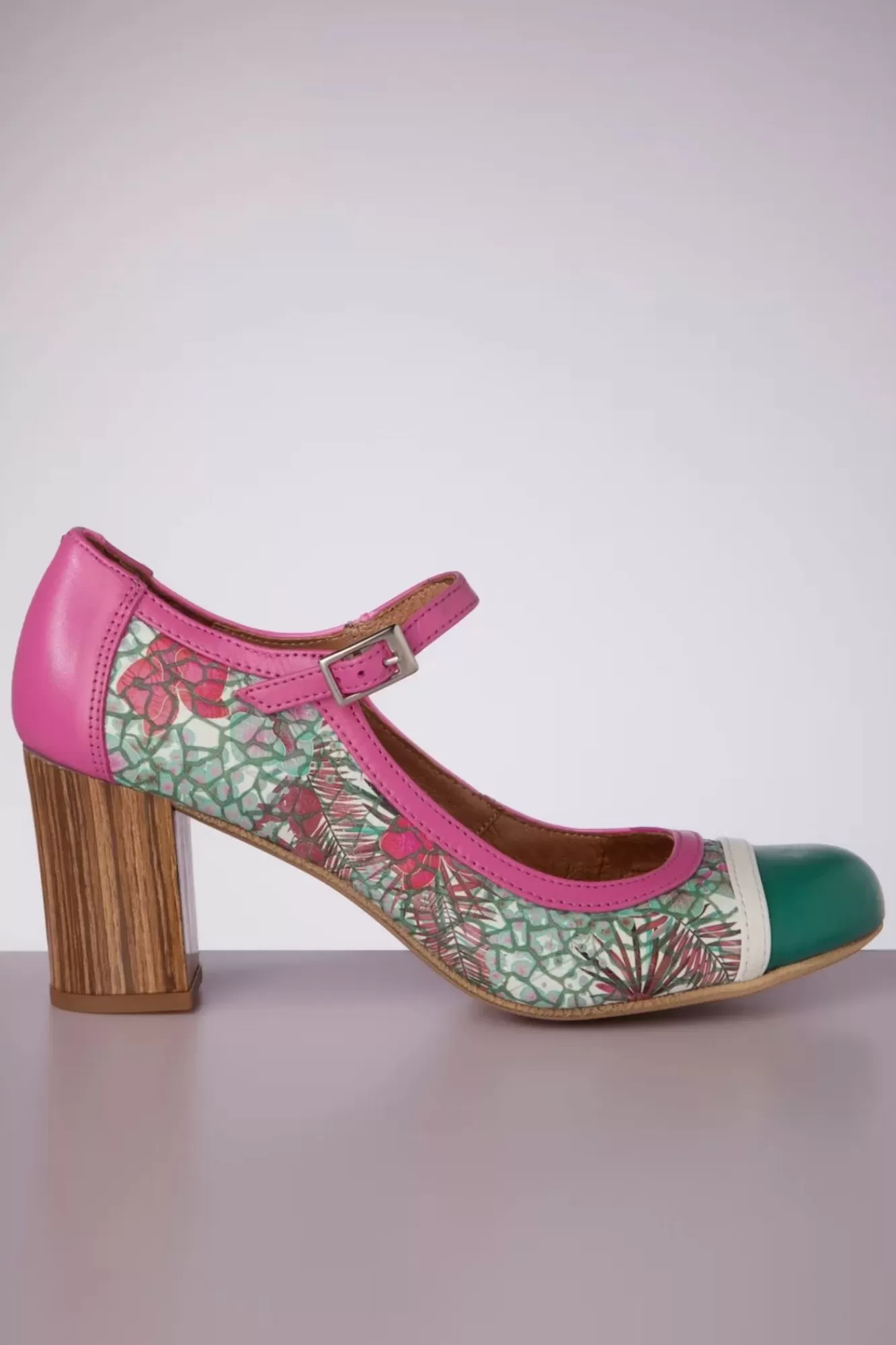 New Nemonic Frida Mary Jane Pumps In Fuchsia Und Grun