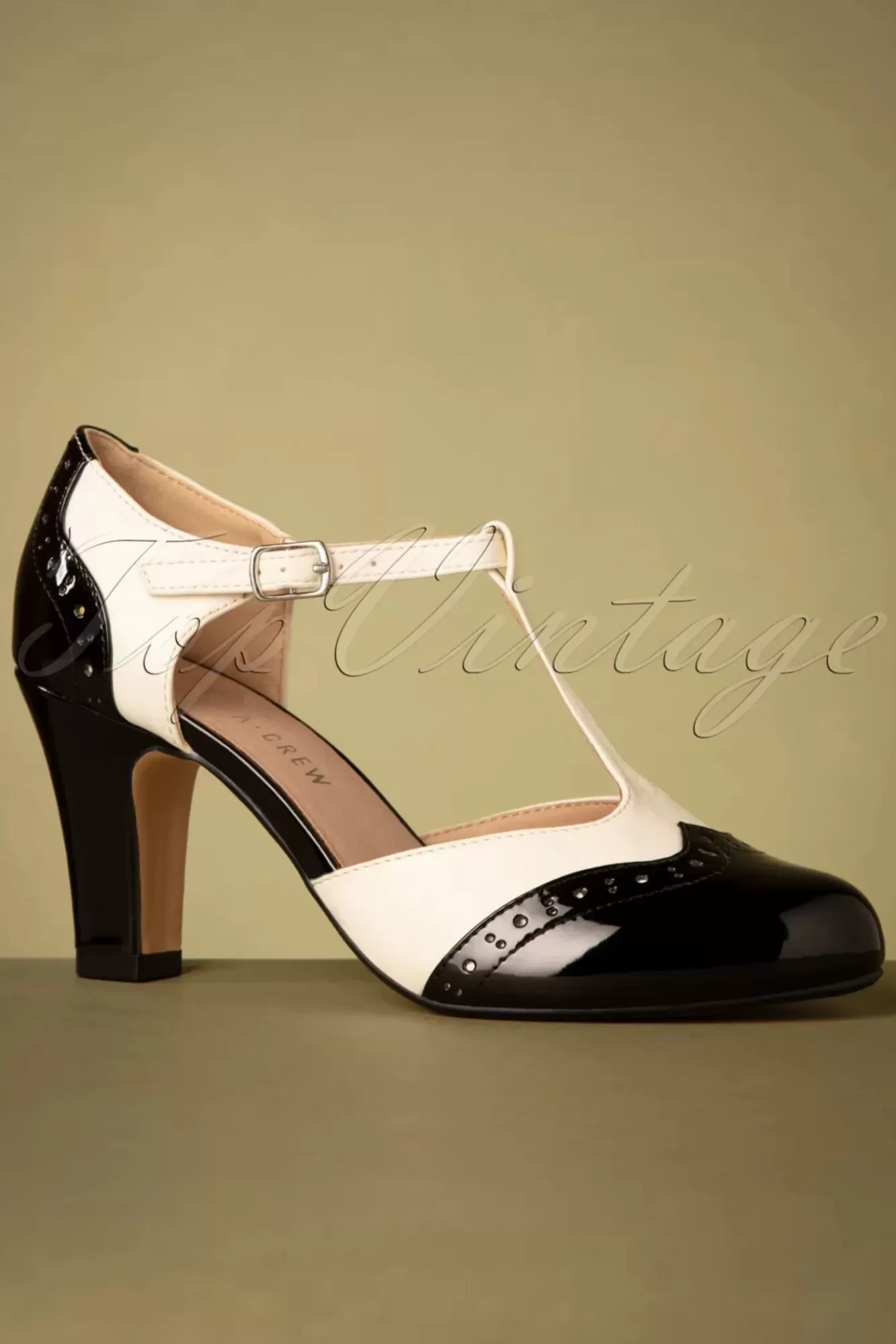 Store Chelsea Crew Gatsby Pumps Mit T-Strap In Schwarz Und Weis