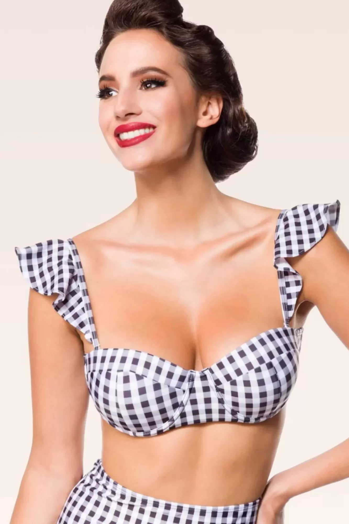 Discount Belsira Gigi Gingham-Bikinioberteil In Schwarz Und Weis