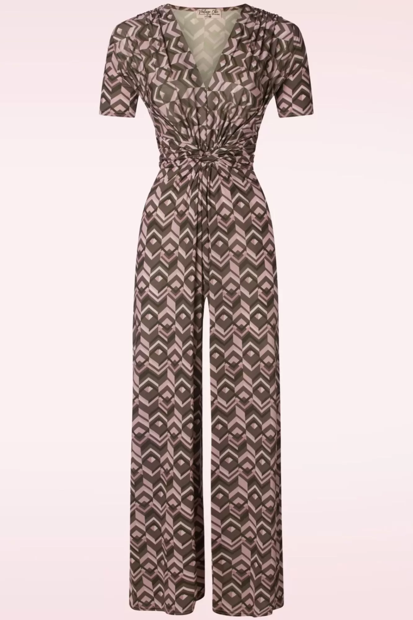 Sale Vintage Chic for Topvintage Gina Geo Print Jumpsuit In Braun