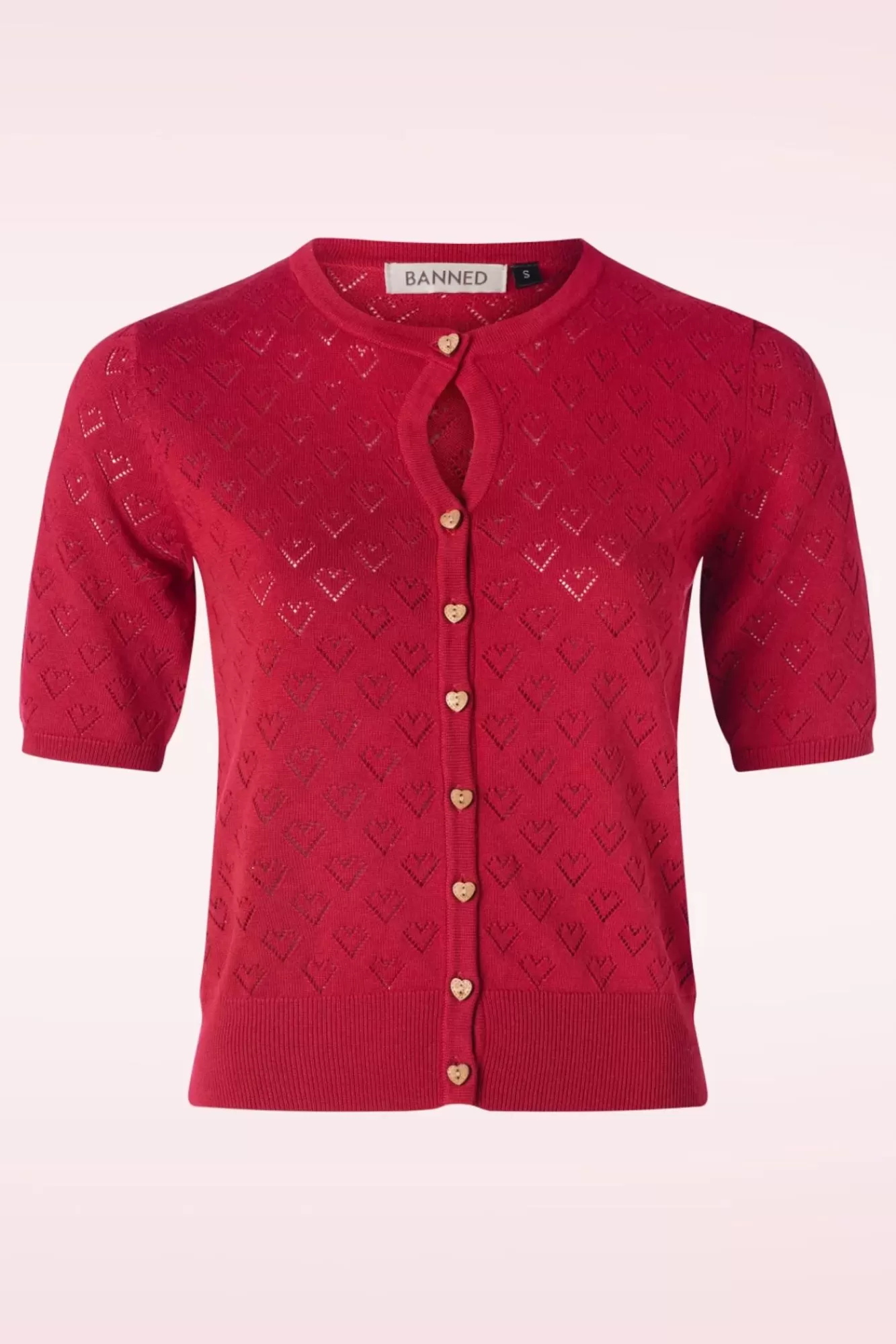 Hot Banned Retro Heart Blooms Strickjacke In Rot