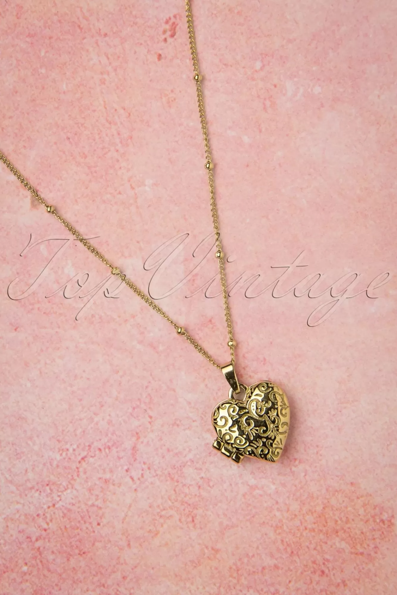 New Topvintage Boutique Collection Heart Locket Halskette In Gold