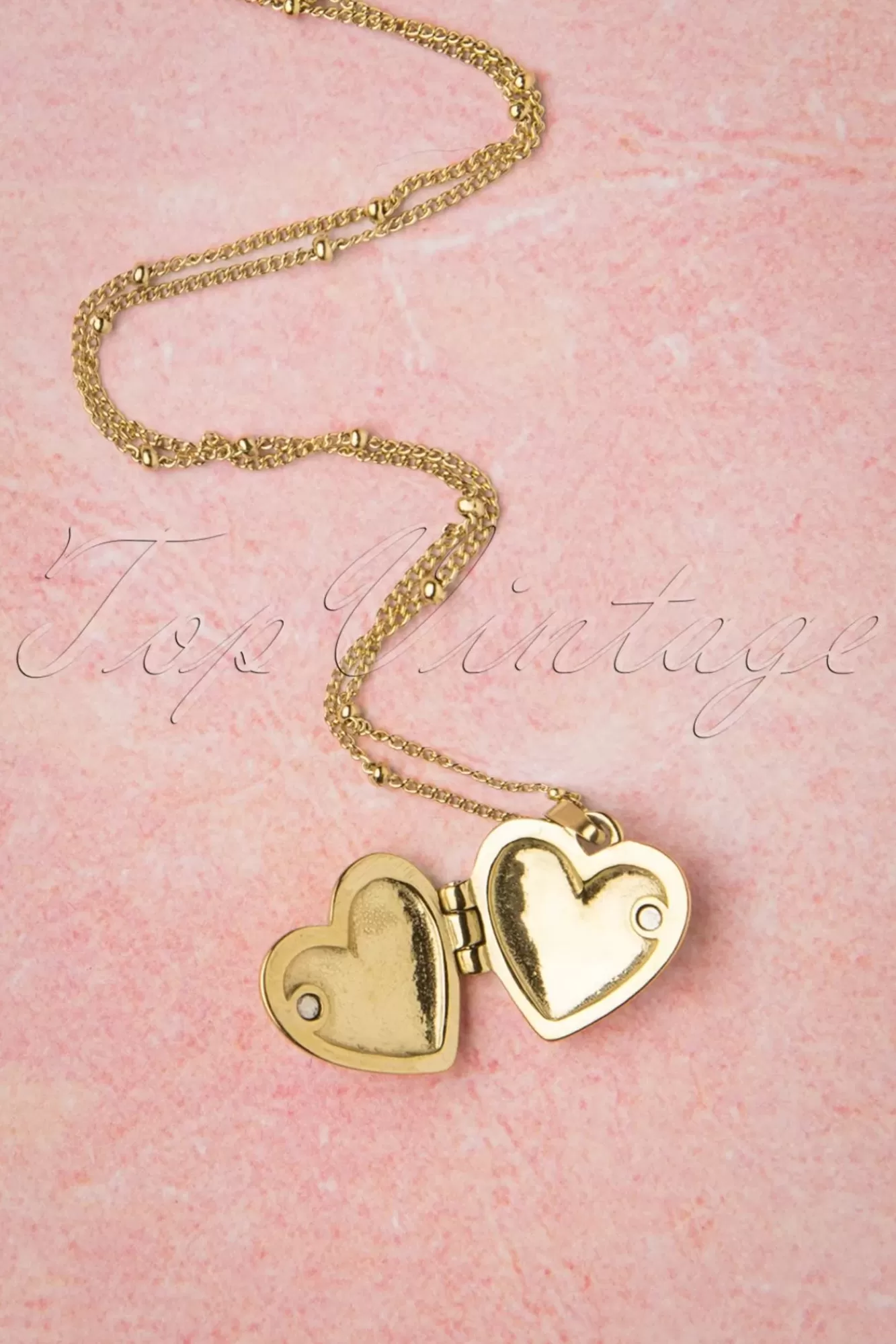 New Topvintage Boutique Collection Heart Locket Halskette In Gold