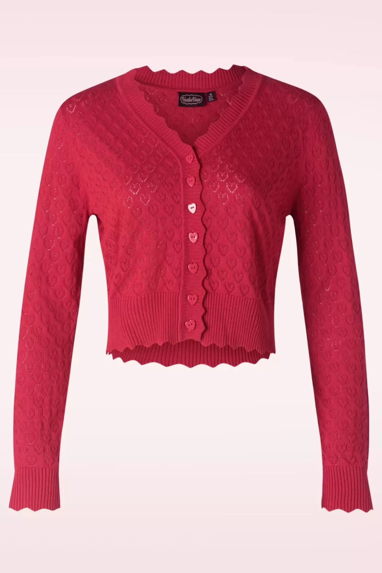 Sale Vixen Heart Pattern Scallop Edge Strickjacke In Rot