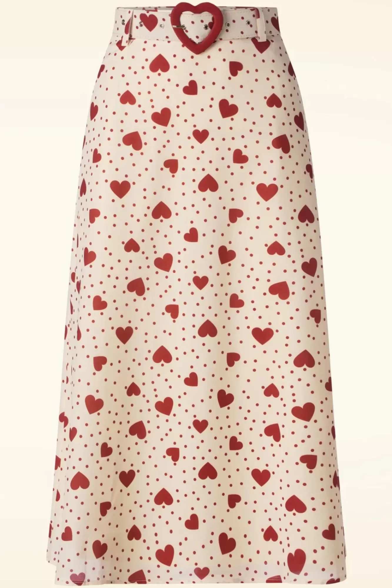 Outlet Vixen Heart Polkadot Midi Rock In Creme