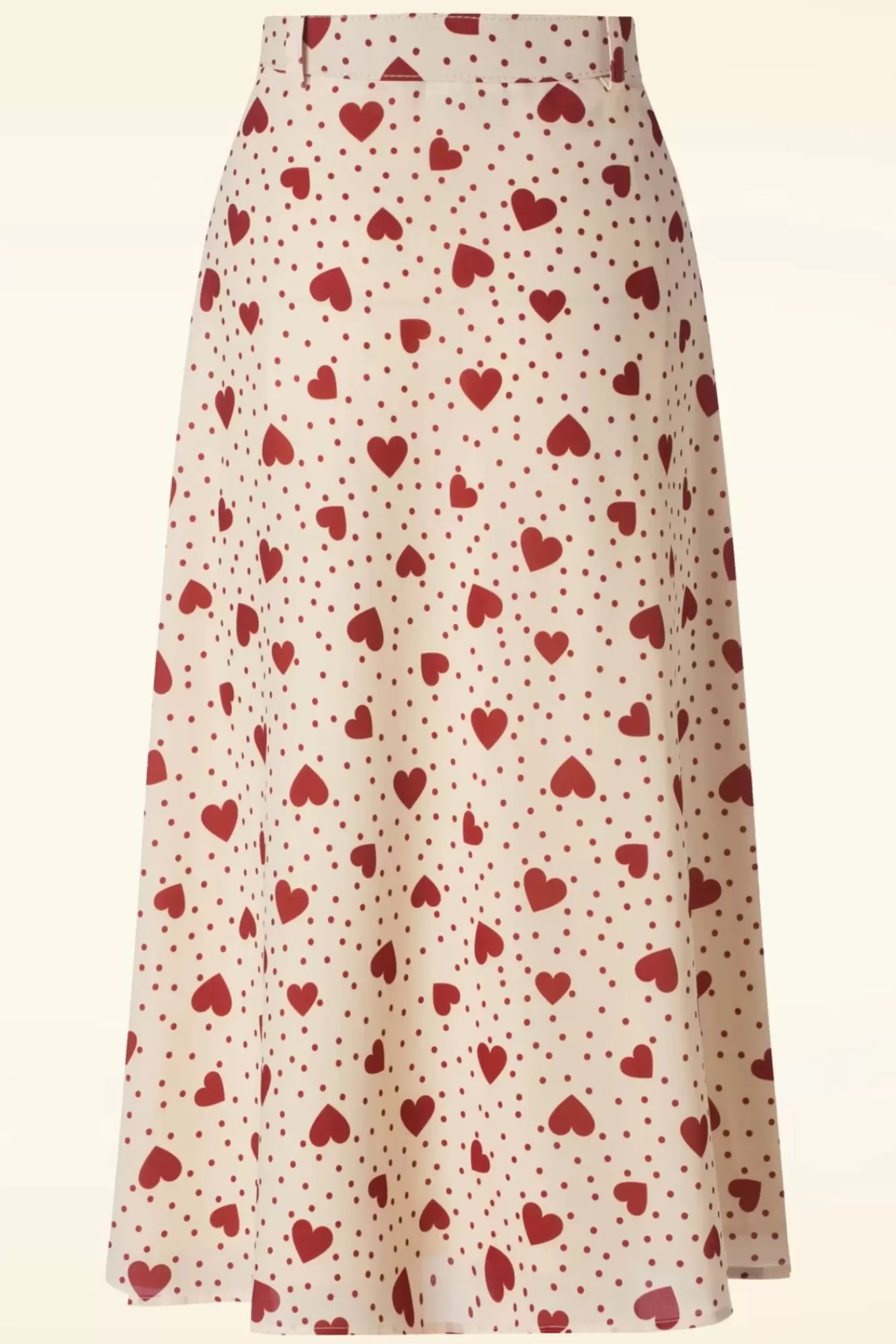 Outlet Vixen Heart Polkadot Midi Rock In Creme