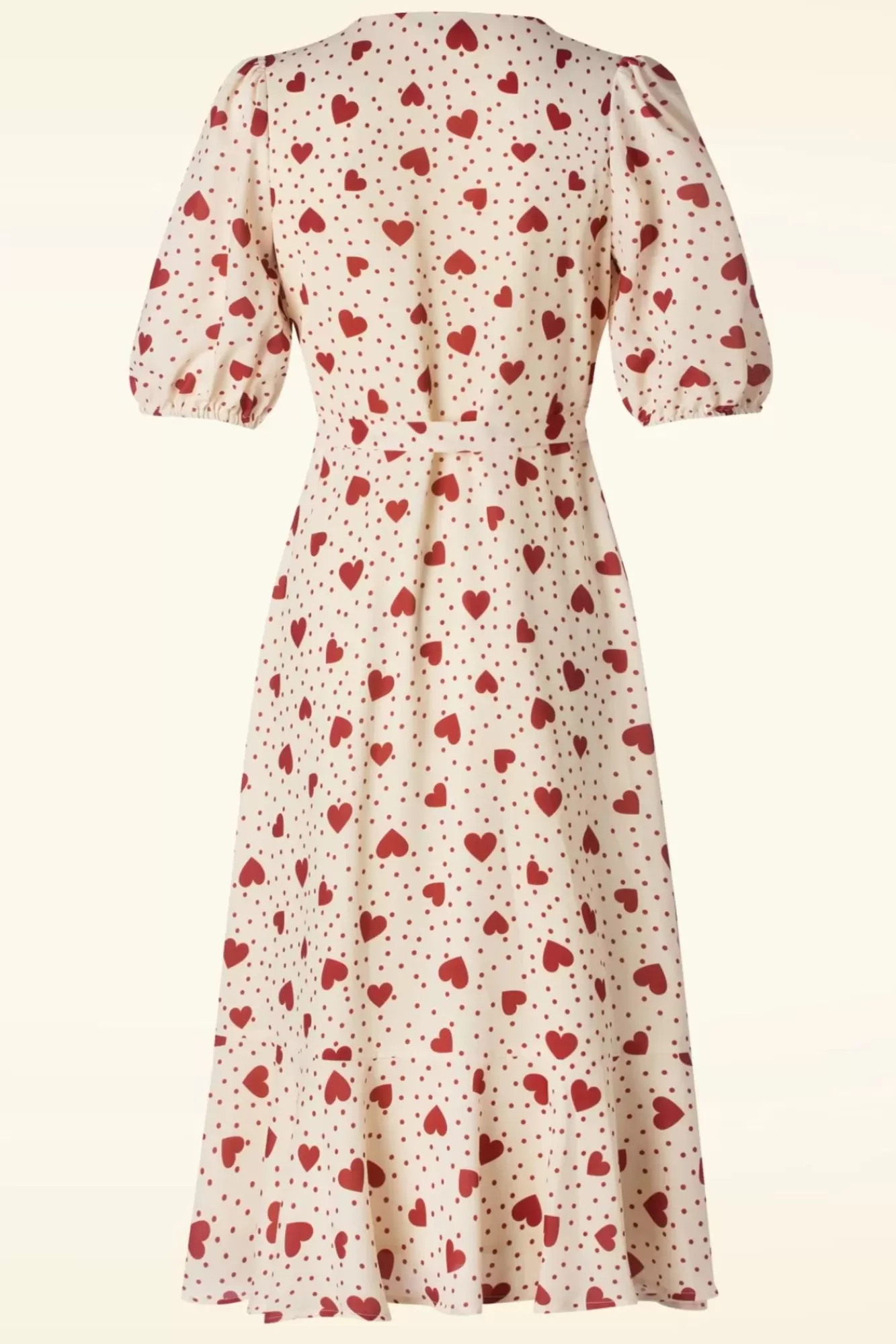 New Vixen Heart Polkadot Wickelkleid In Creme