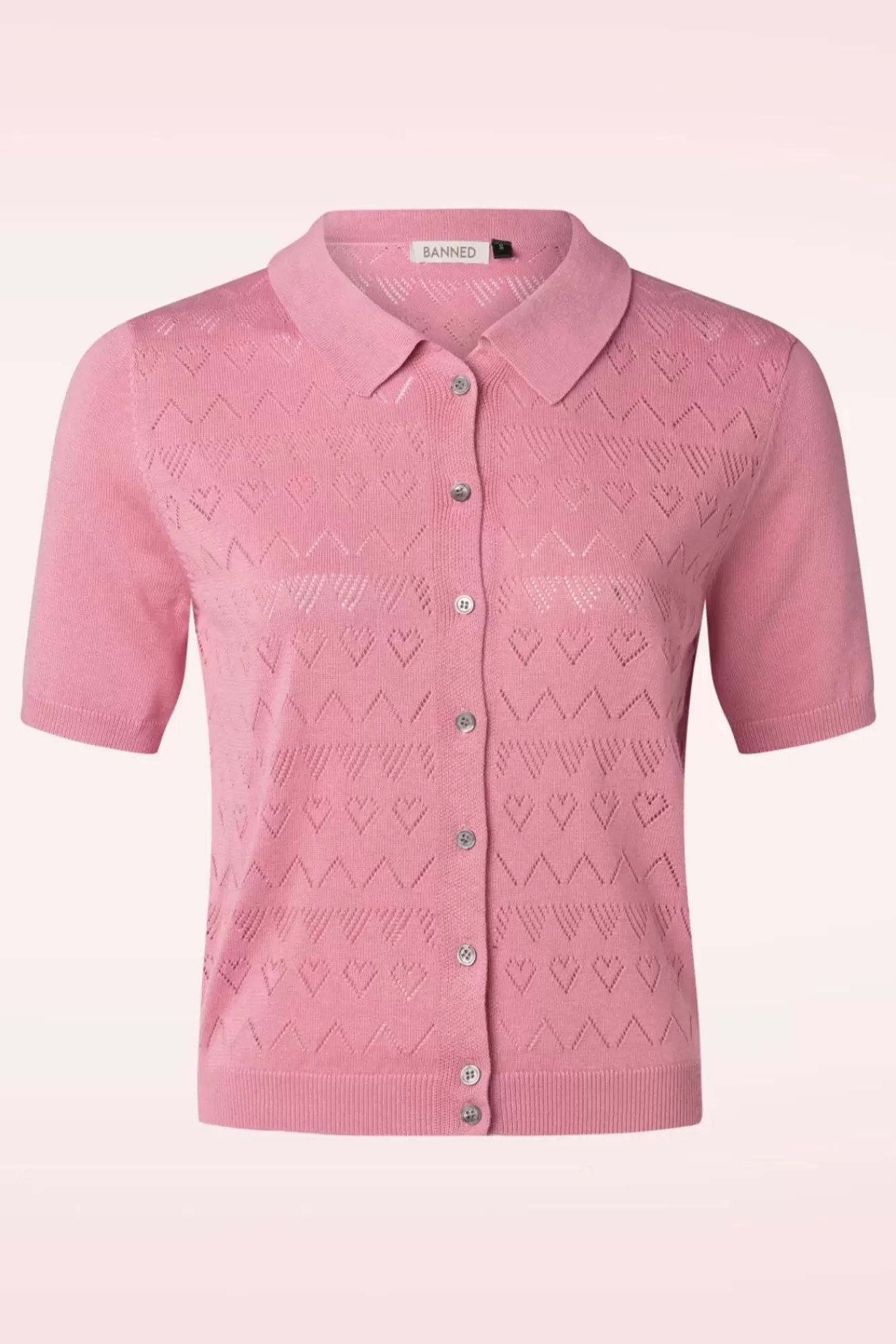 Clearance Banned Retro Heart Waves Strickjacke In Rosa