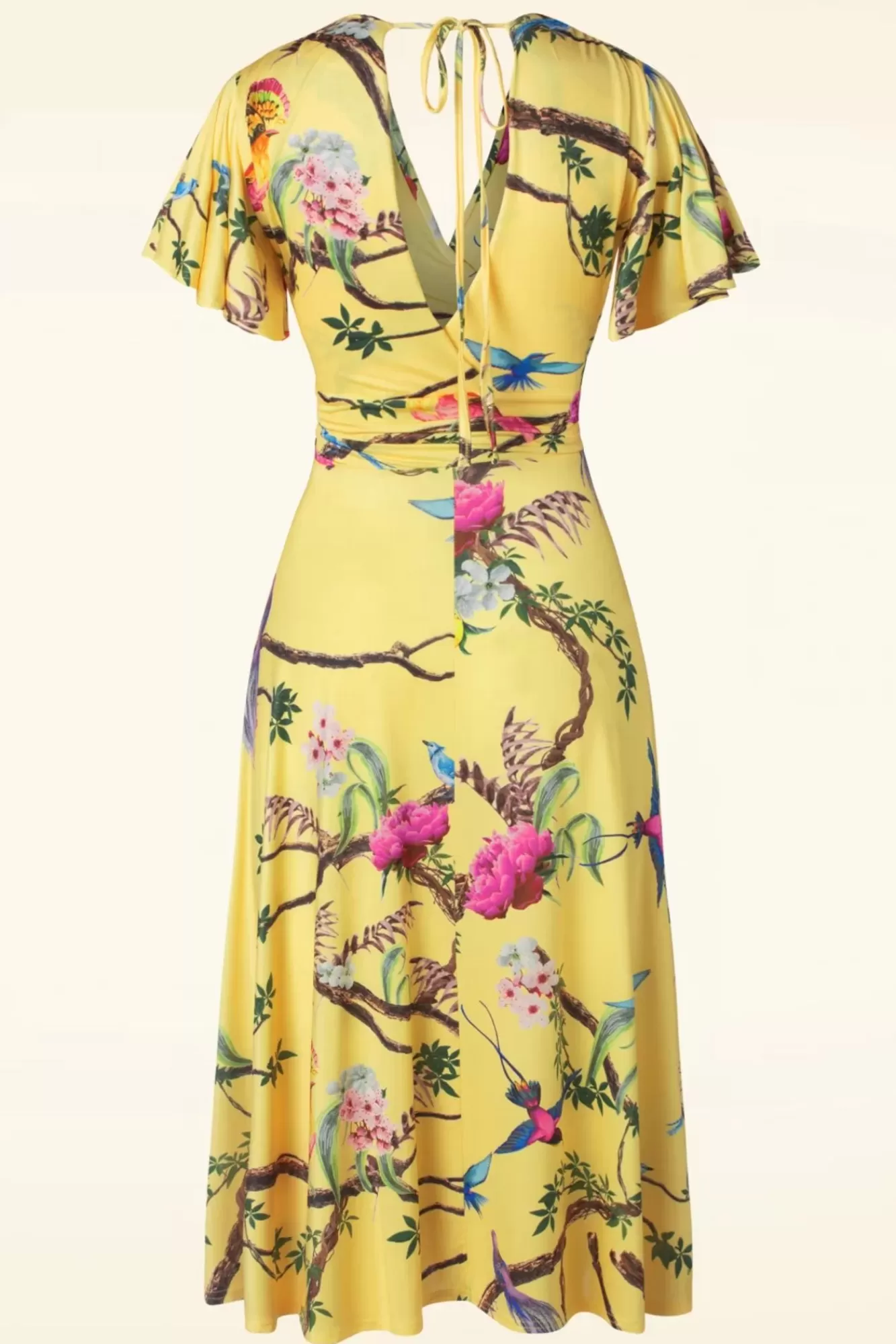 Online Vintage Chic for Topvintage Irene Birds Swing Kleid In Gelb