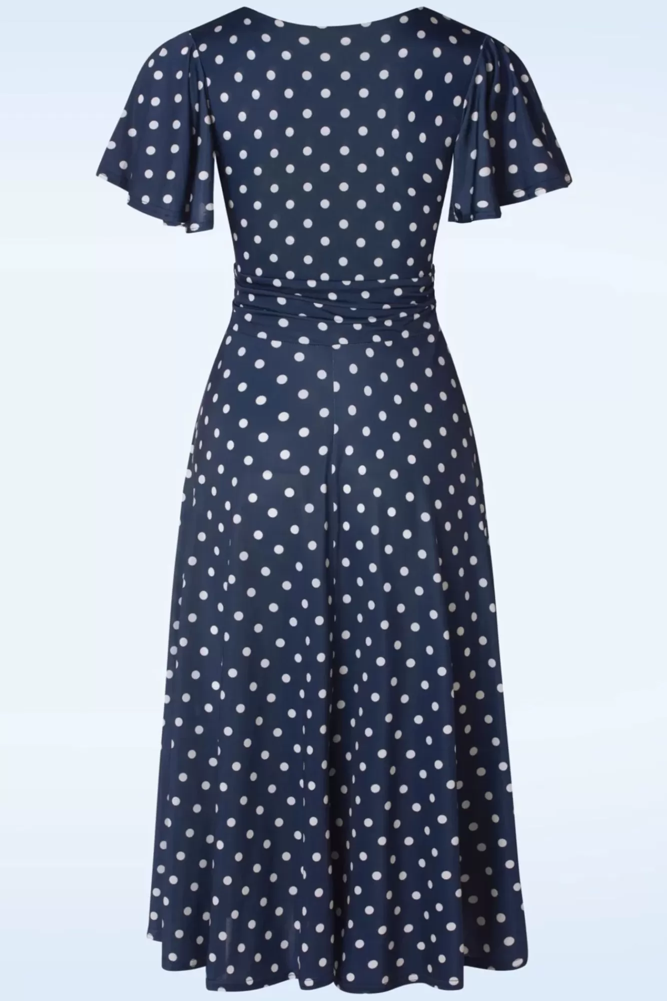 Outlet Vintage Chic for Topvintage Irene Polkadot Cross Over Swing Kleid In Marineblau