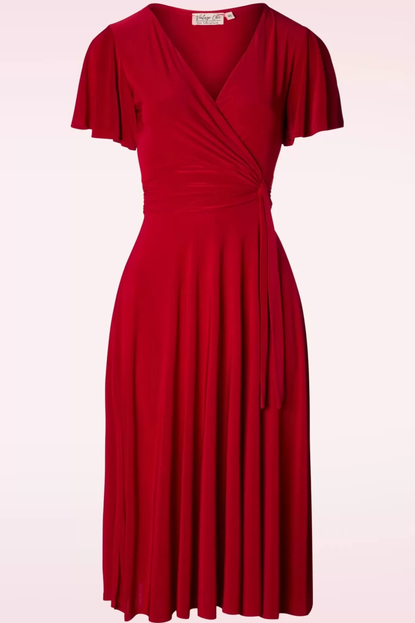 Clearance Vintage Chic for Topvintage Irene Uberkreuztes Swing-Kleid In Rot