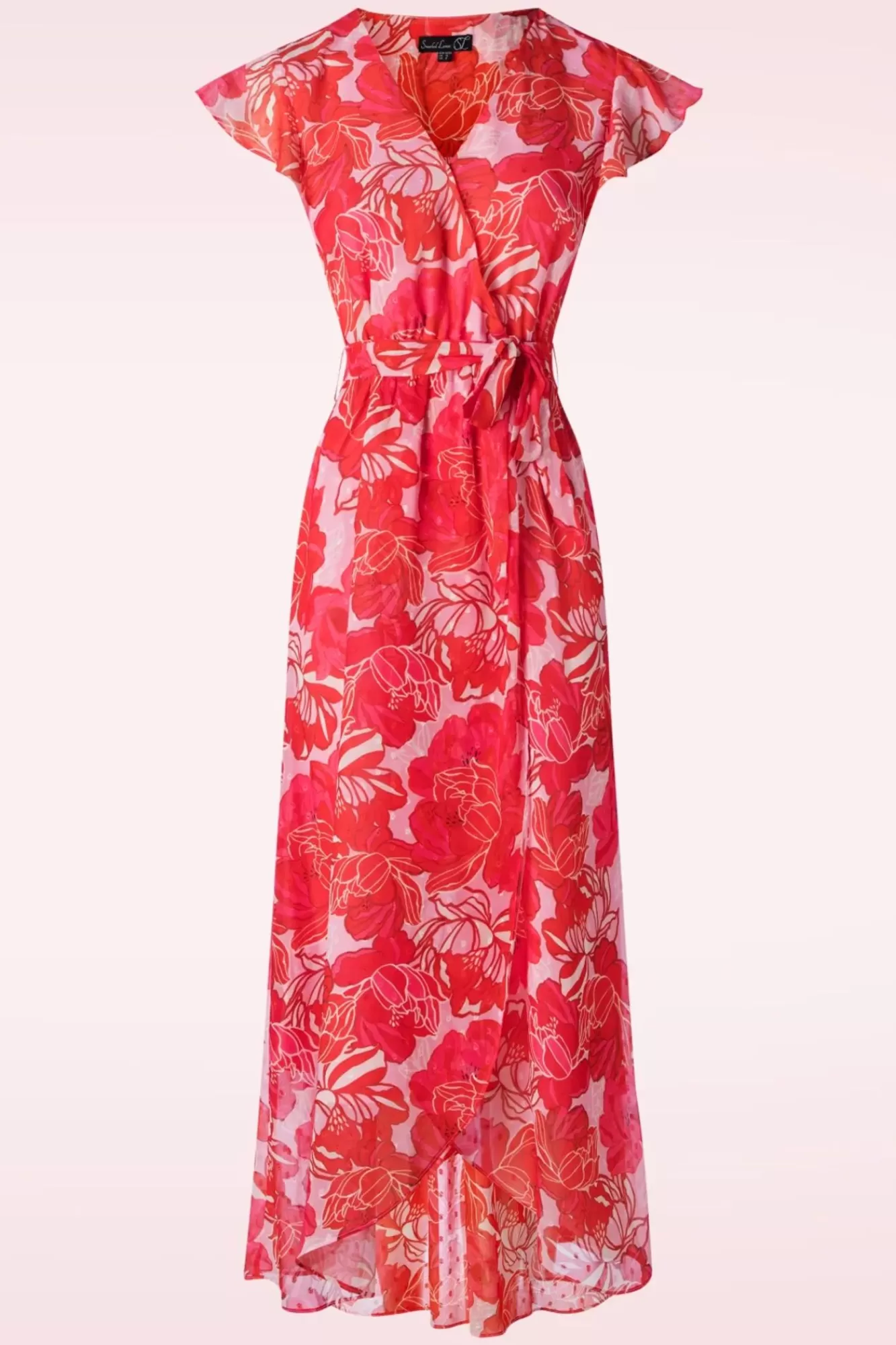 Sale Smashed Lemon Isla Flower Maxi Kleid In Rosa Und Rot