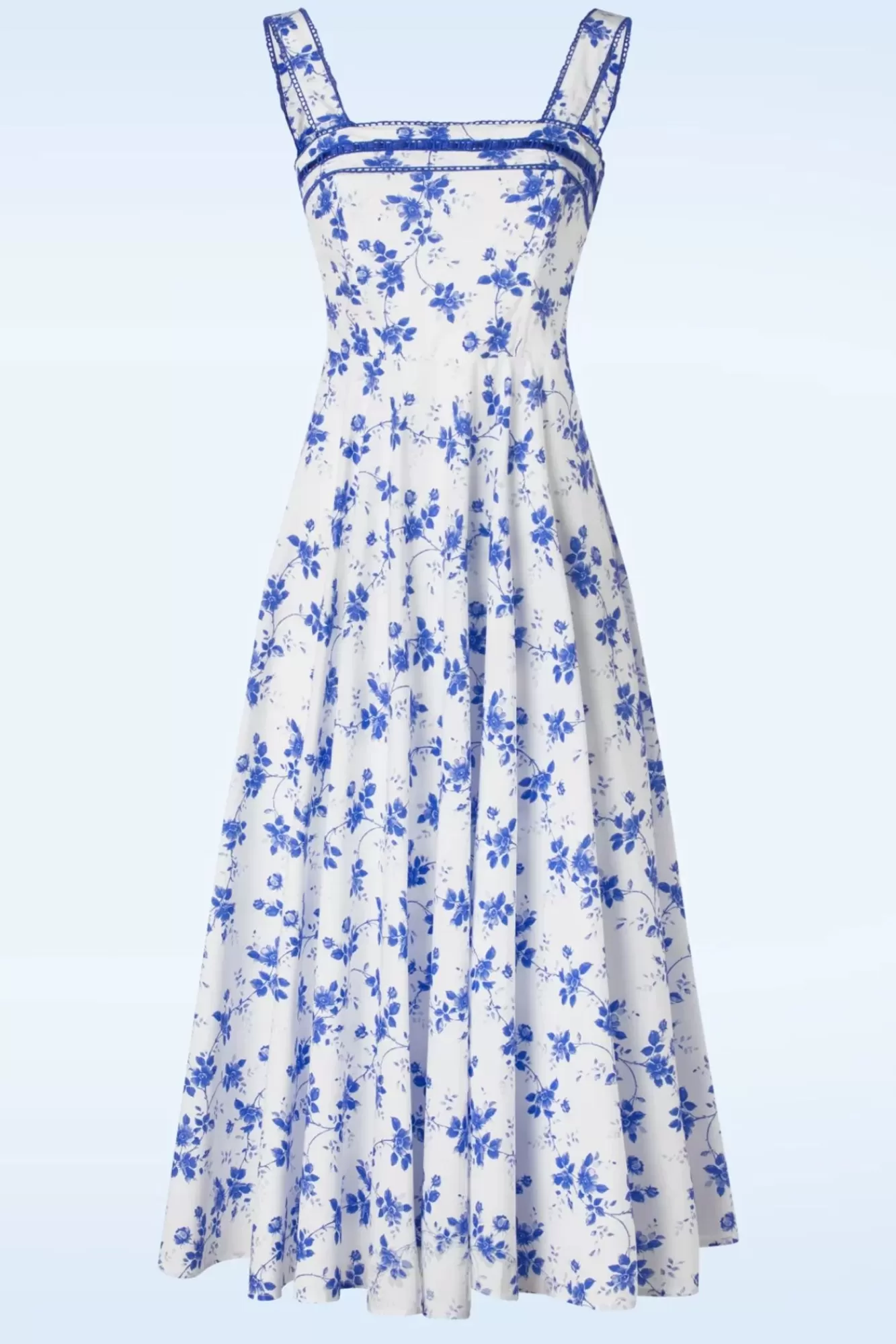 Store Timeless Ivy Floral Kleid In Eisigem Weis Und Blau