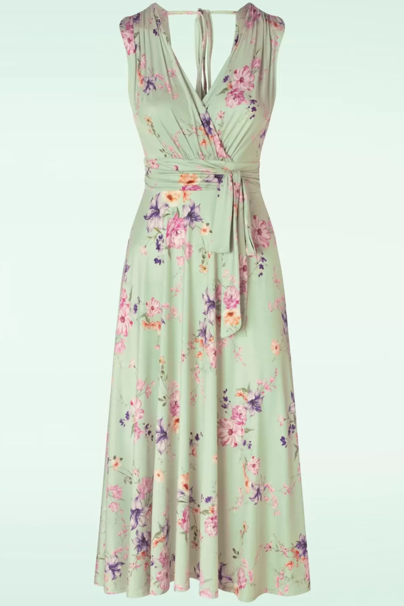 Best Vintage Chic for Topvintage Jane Floral Swing Kleid In Hellgrun