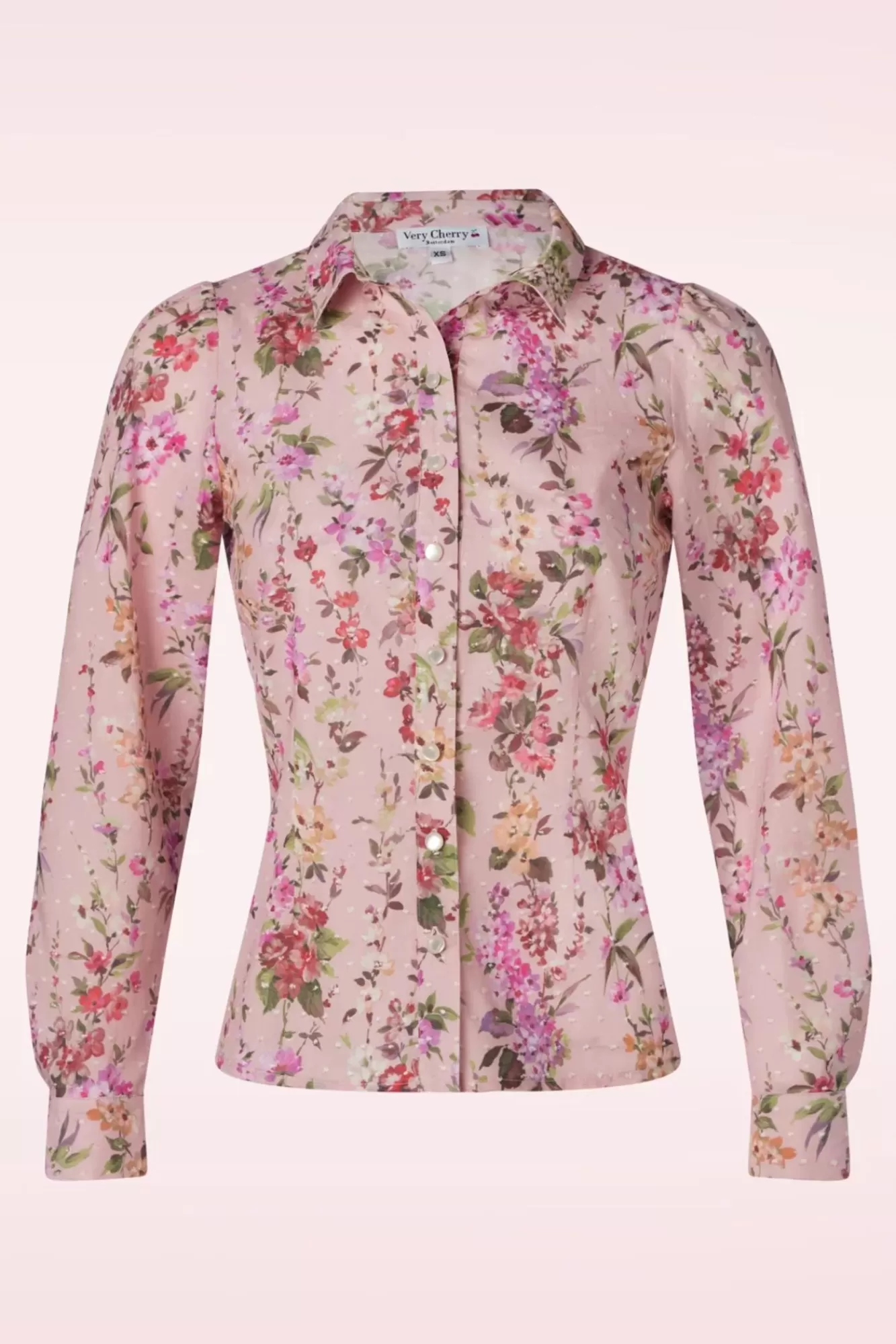 Store Very Cherry Jane Plumeti Blumen Bluse In Rosa