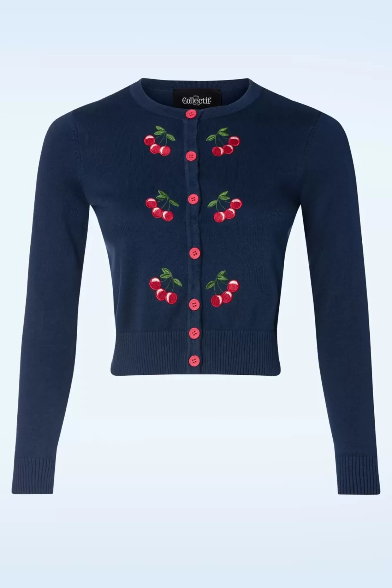 Cheap Collectif Clothing Jessie Cherries Strickjacke In Marineblau