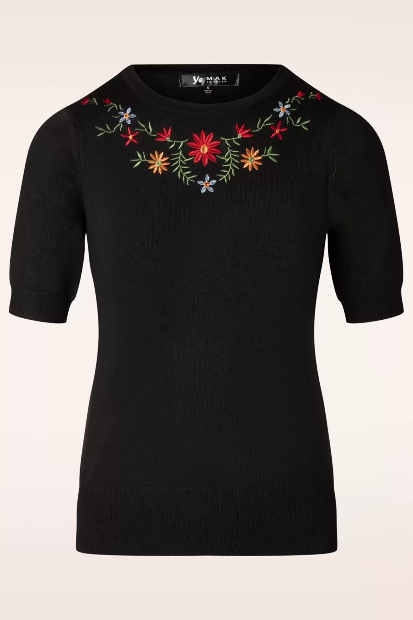 Outlet Mak Sweater Julie Floral Top In Schwarz