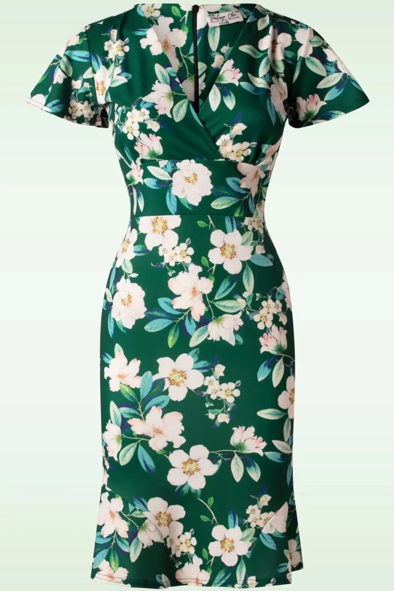 Store Vintage Chic for Topvintage Katie Floral Etuikleid In Grun