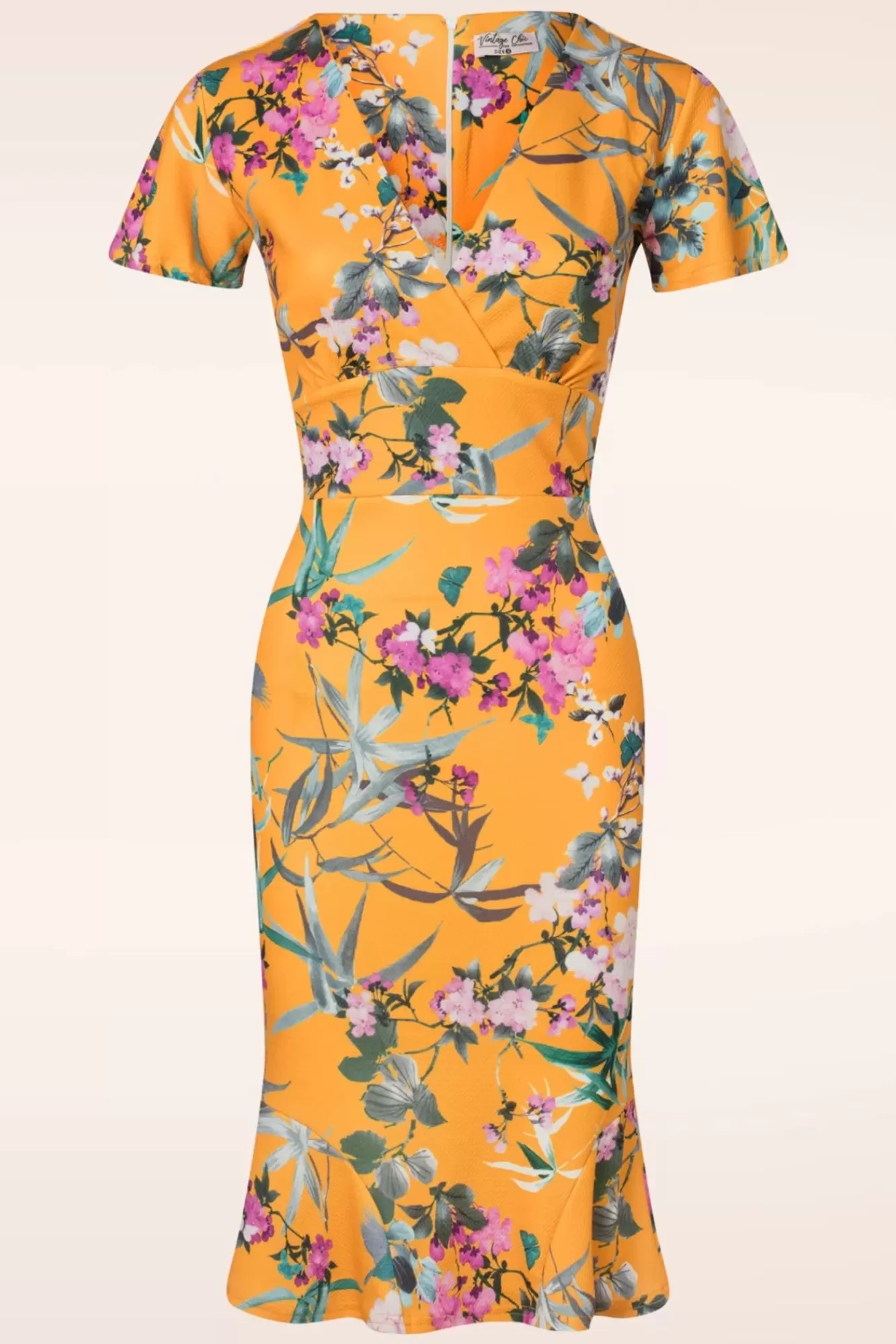 Shop Vintage Chic for Topvintage Katie Tropical Bleistiftkleid In Senf